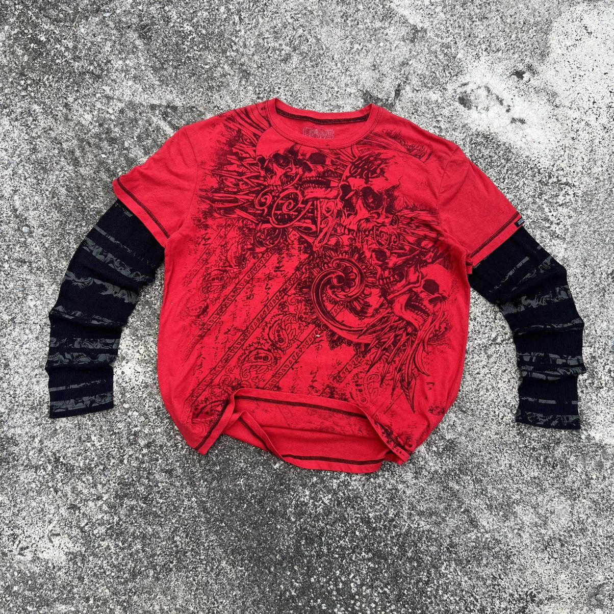 Affliction "Y2k style" MMA ELITE SKULL AFFLICTION DOUBLE SLEEVE TEE Size US XL / EU 56 / 4 - 14 Thumbnail