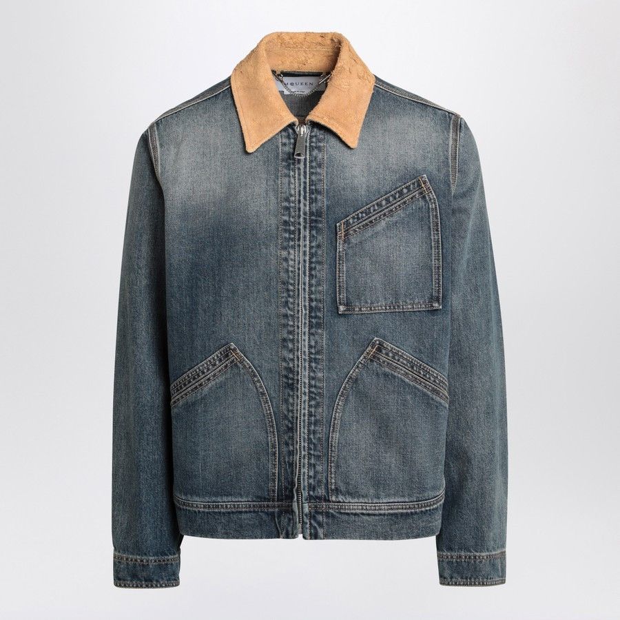 Alexander McQueen o1d2blof0126 Collar Denim Jacket in Blue Size US M / EU 48-50 / 2 - 1 Thumbnail