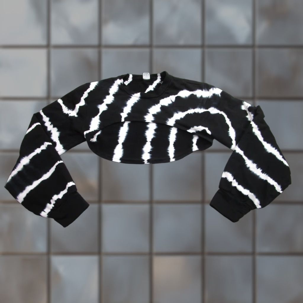 Vintage Year of Ours Sweatshirt Womens XS Black White Crop Terry Fleece Tie Dye Sweatshirt Size XS / US 0-2 / IT 36-38 - 1 Thumbnail