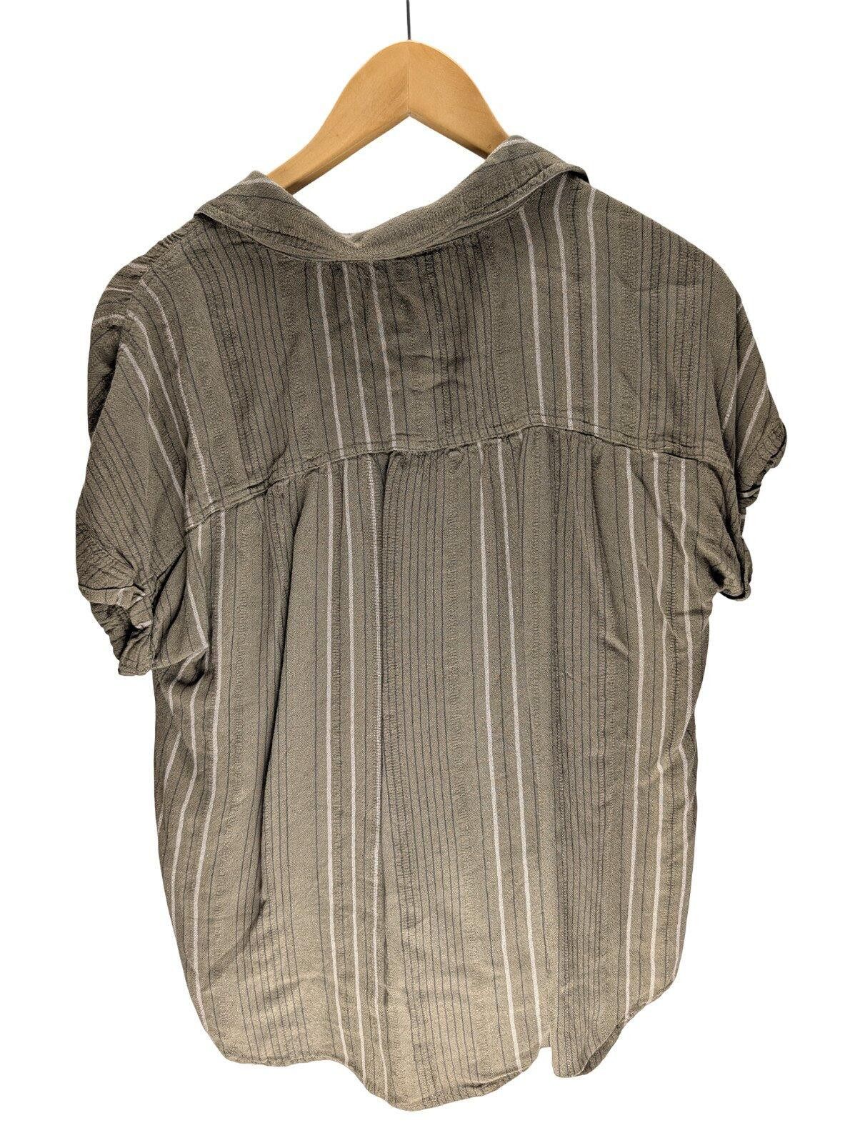 American Eagle Outfitters American Eagle Olive Green Striped Button Shirt w/ Pocket Size M / US 6-8 / IT 42-44 - 2 Thumbnail