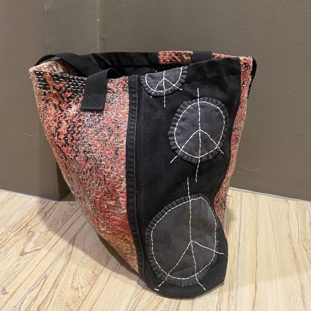 Handmade 1/1 Handstitch Sashiko Boro Natural Distressed Tote Bag Size ONE SIZE - 6 Thumbnail