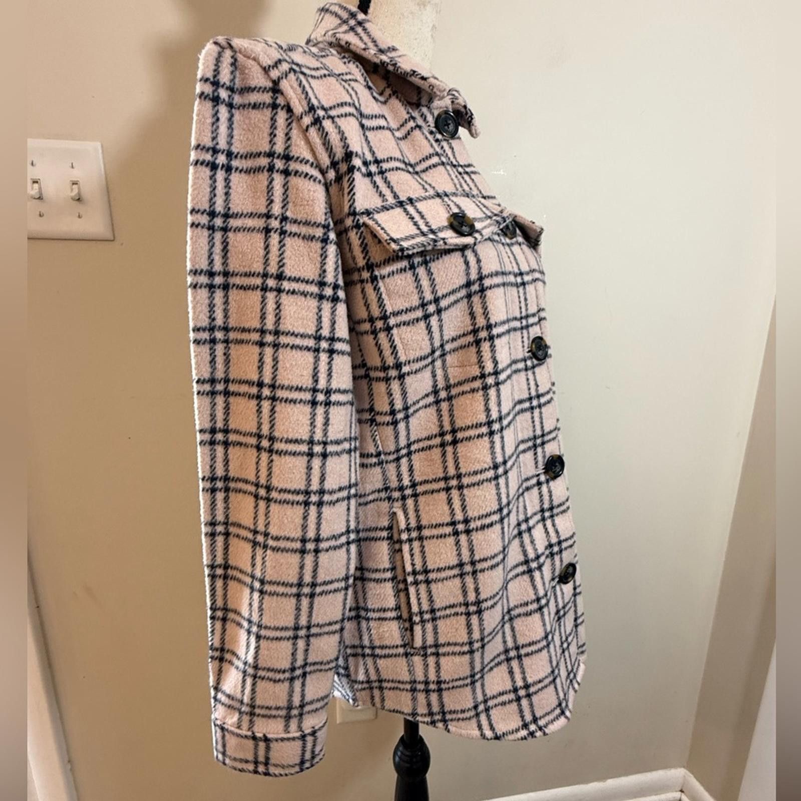 Other Caslon wool blend shacket pink & navy plaid SZ XS Size XS / US 0-2 / IT 36-38 - 2 Thumbnail