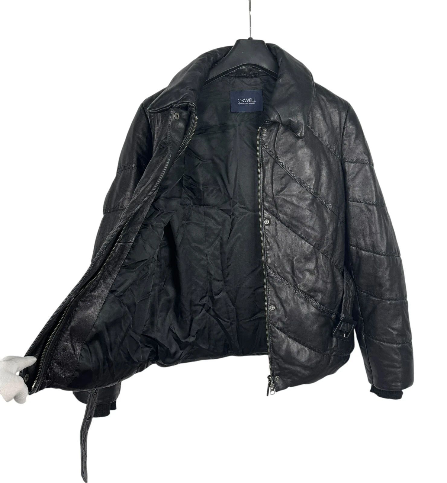 Orwell Genuine Leather Down Puffer Jacket Belted size M