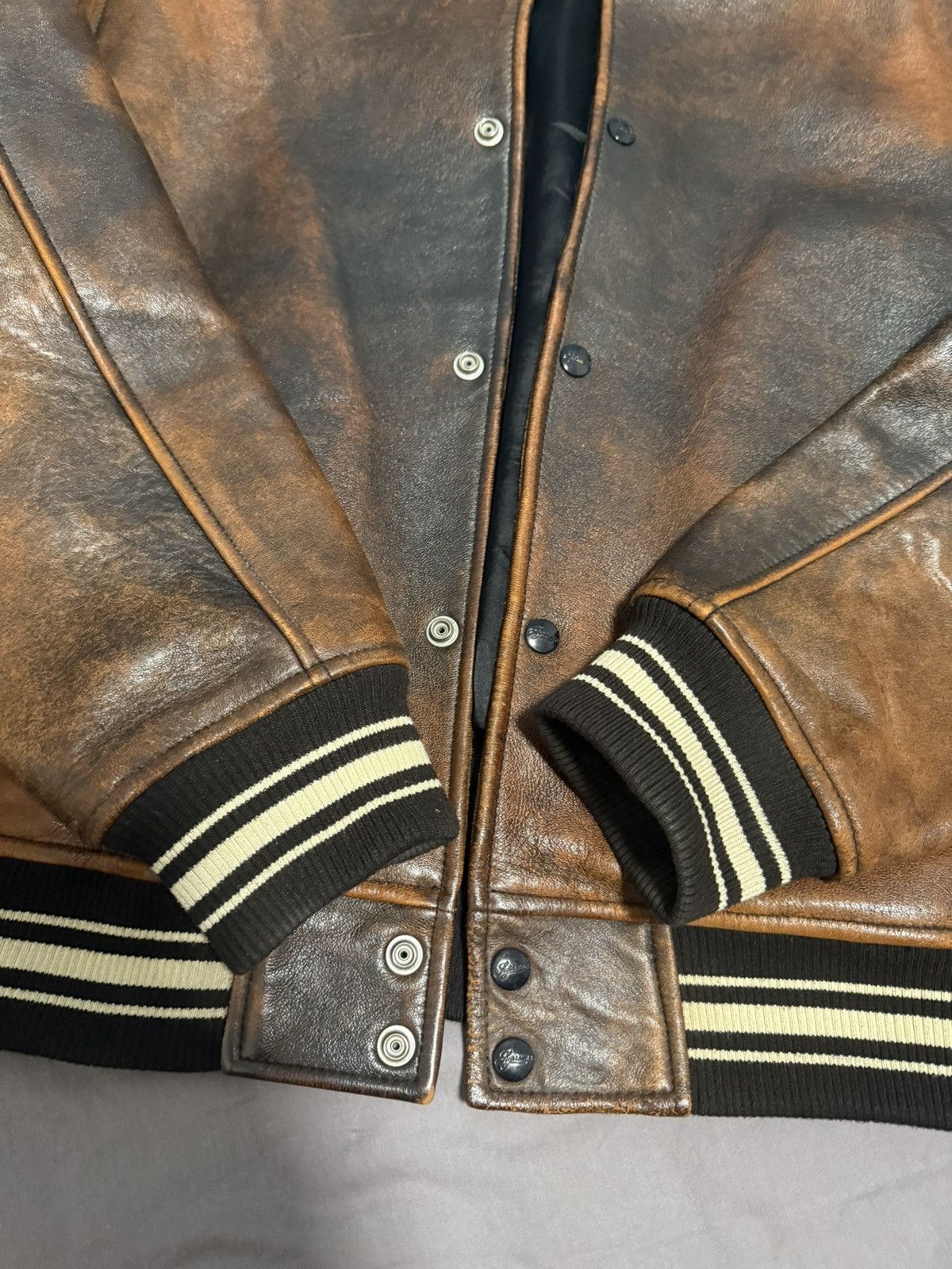 Supreme Supreme worn leather varsity Jacket brown Size US L / EU 52-54 / 3 - 3 Thumbnail