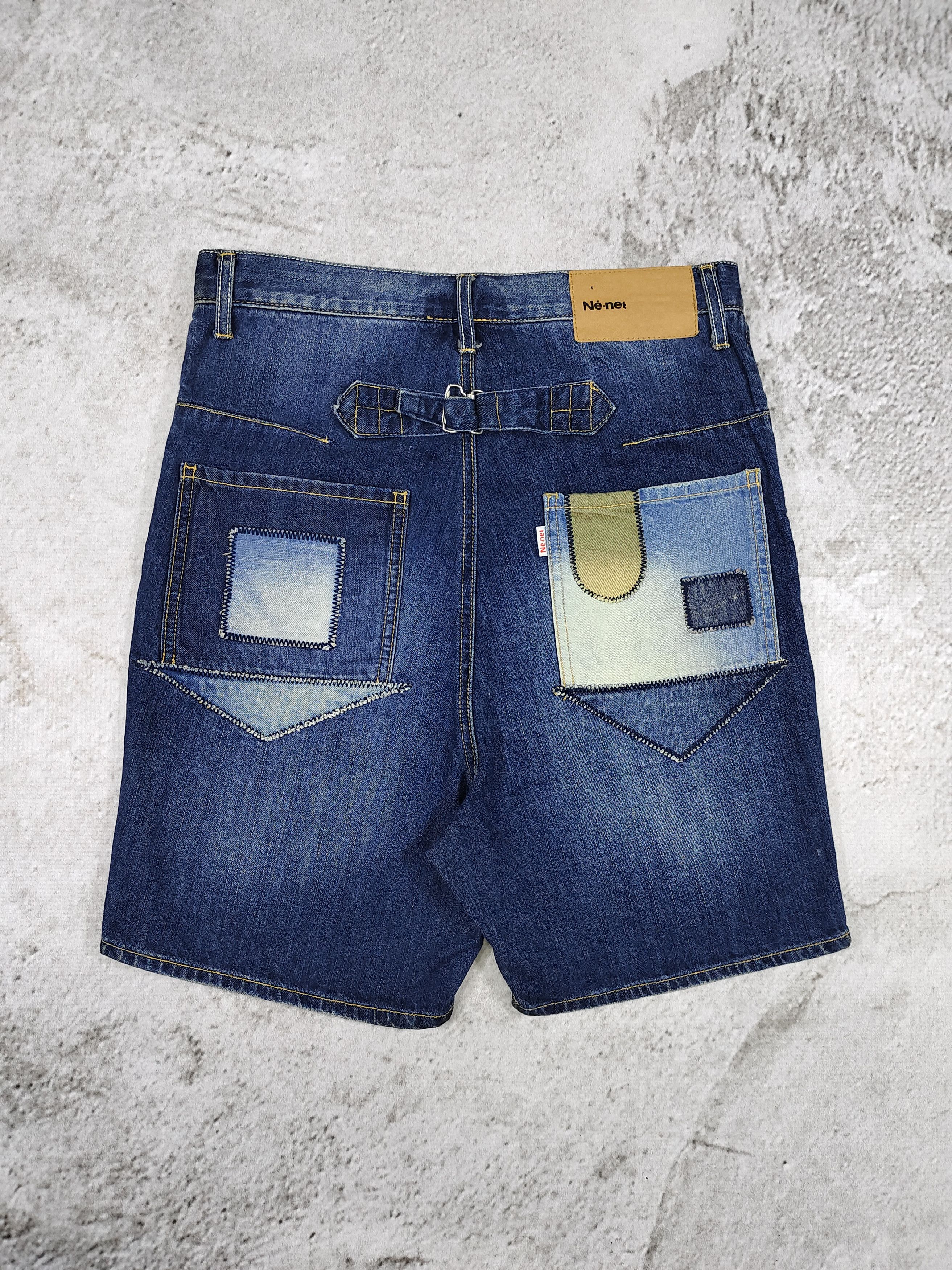 Ne-Net 00s Ne-Net- Archive Hand Stitched Pacthwork Denim Short Size 29" - 4 Thumbnail