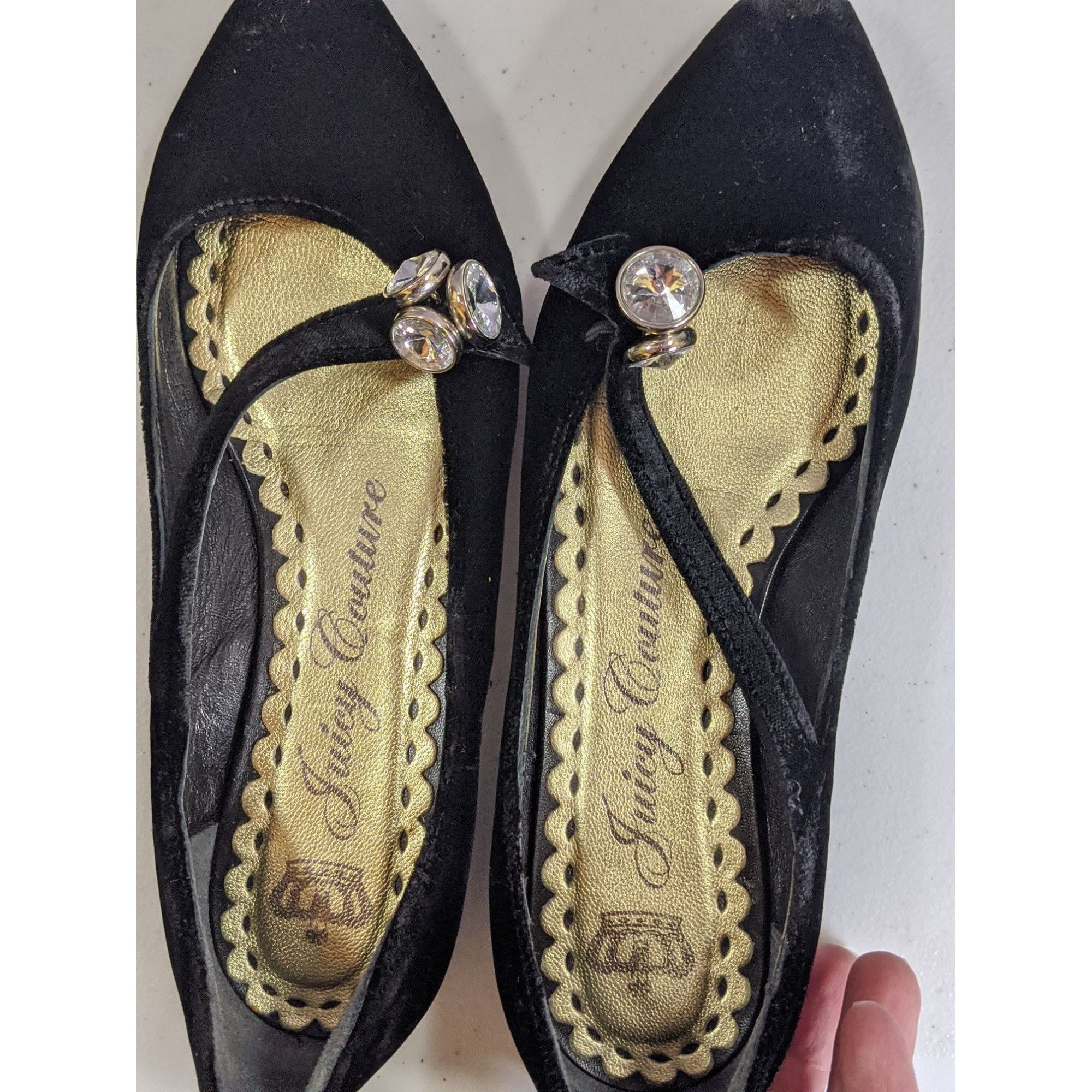 Juicy Couture Juicy Couture Black Velvet Rhinestone Embellished Flats Size Size US 6.5 / IT 36.5 - 7 Thumbnail