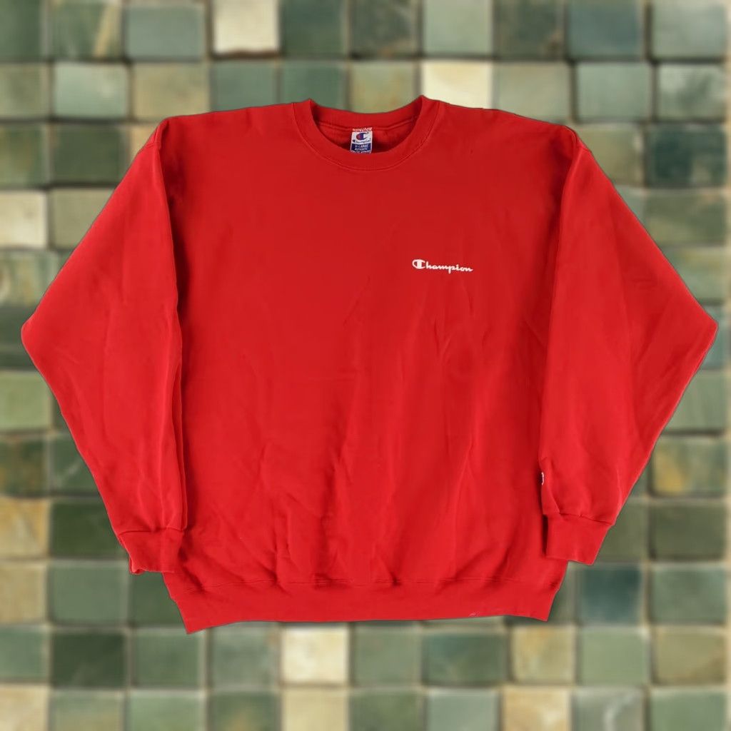 Champion VINTAGE Champion 90s Sweatshirt Crew Neck Red XL Mens Crew Neck Sweatshirt Red XL Mens VTG 90s Size US XL / EU 56 / 4 - 1 Thumbnail