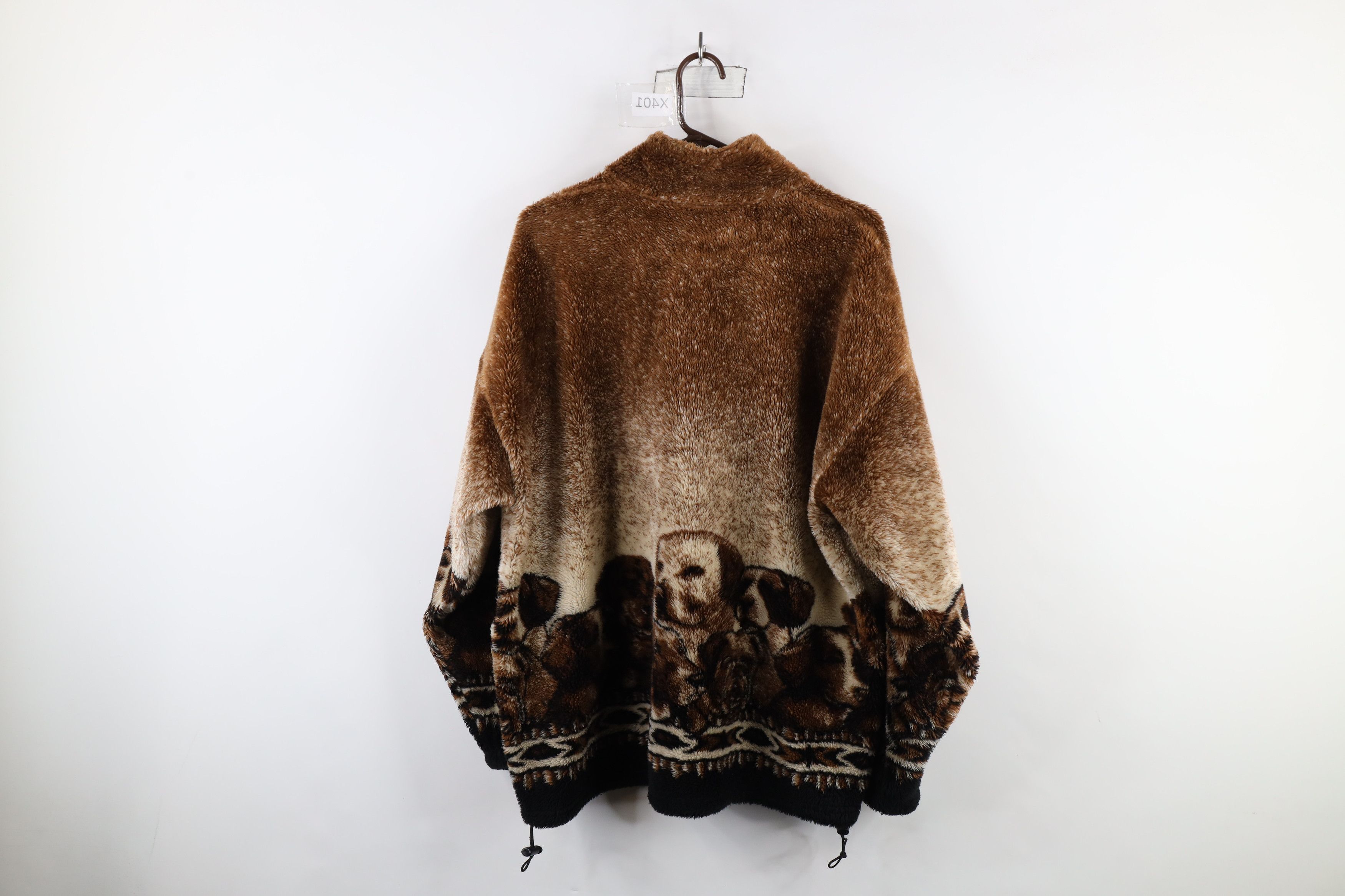 Vintage Vintage 90s Streetwear Over Print Deep Pile Fleece Jacket Size US XL / EU 56 / 4 - 14 Thumbnail