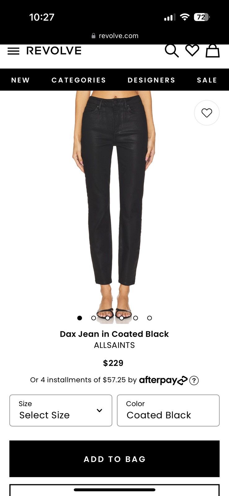 Allsaints AllSaints W27 Dax Jean in Coated Black Size 27" / US 4 / IT 40 - 4 Thumbnail