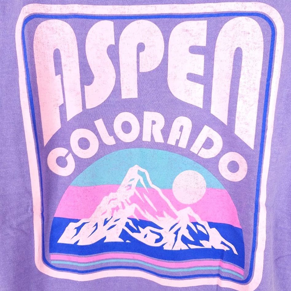 Gildan Aspen Colorado T Shirt Mens Medium Purple Ski Travel Destination Tee Size US M / EU 48-50 / 2 - 5 Thumbnail