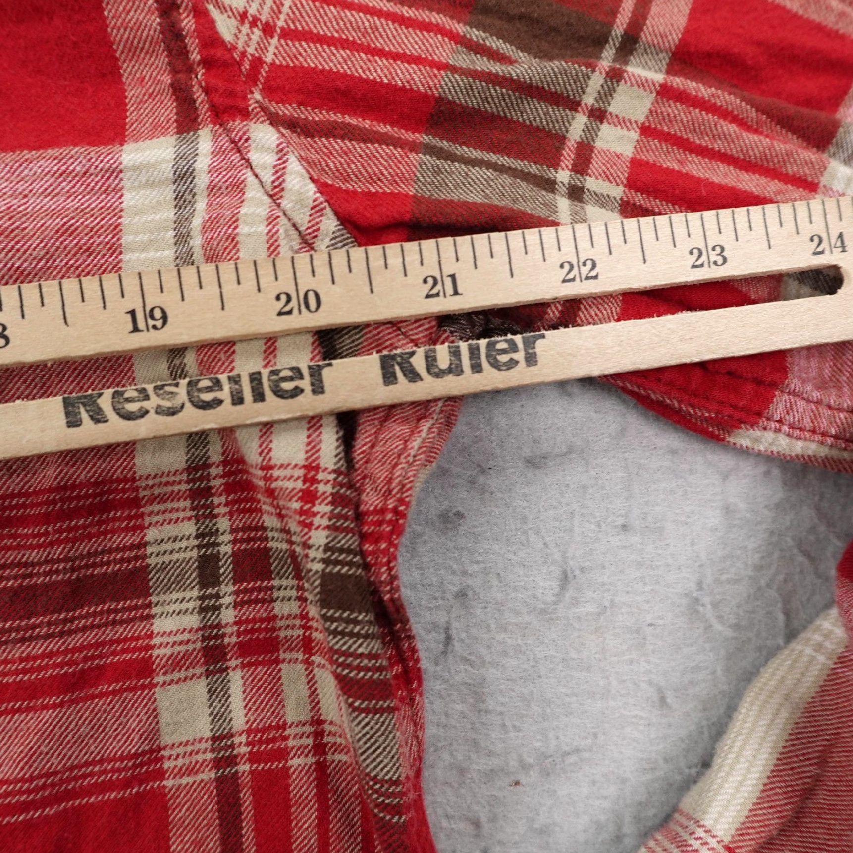 True Religion True Religion Shirt Mens Large Red Beige Plaid Flannel Button Up Long Sleeve Size US L / EU 52-54 / 3 - 6 Thumbnail