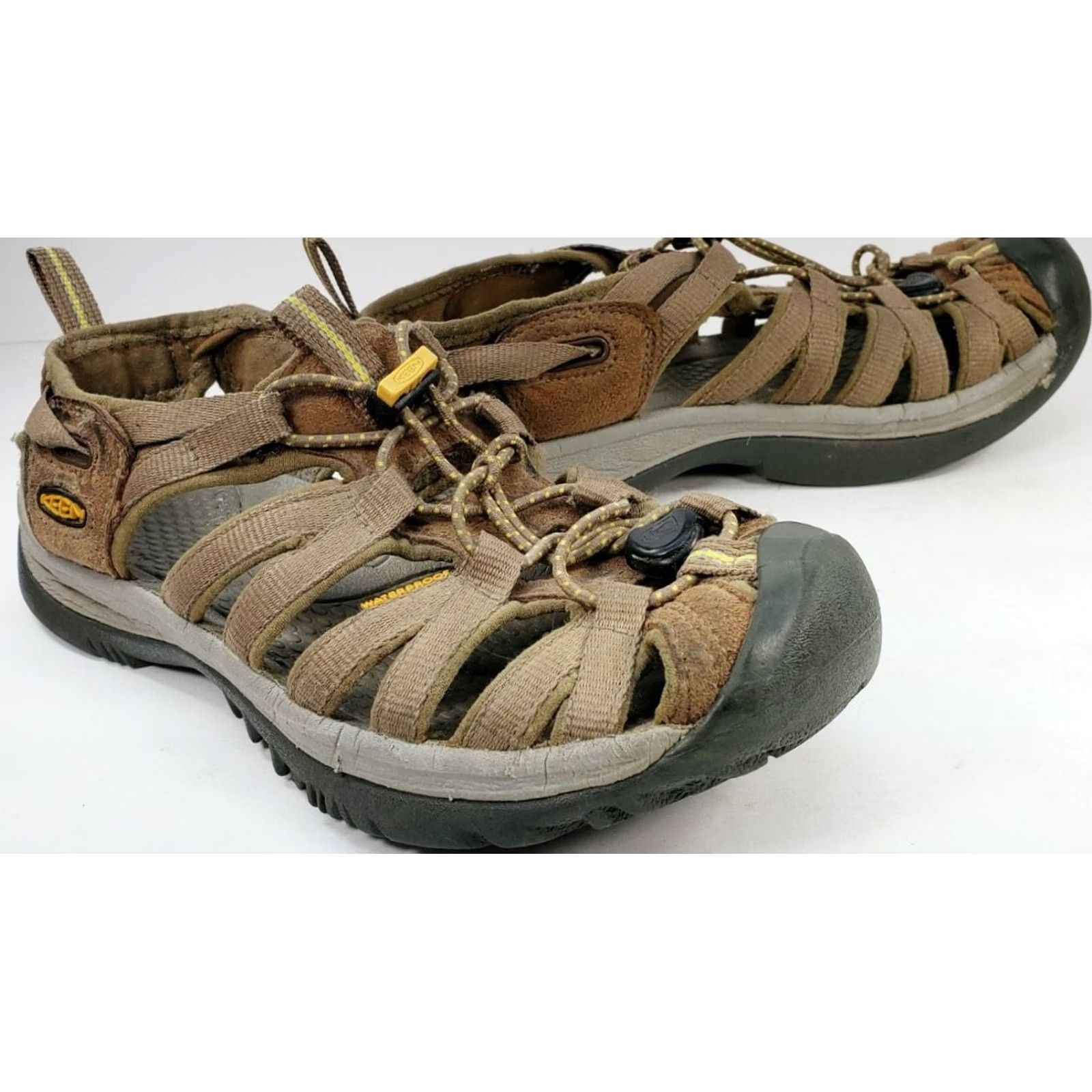 KEEN Keen Whisper Outdoor Sport Sandals Women Size 7M Brown Elastic Laces Toggle - Pre-owned, Casual, Hiking, Outdoor Activity, Light Wear, Brown Size US 7 / IT 37 - 4 Thumbnail