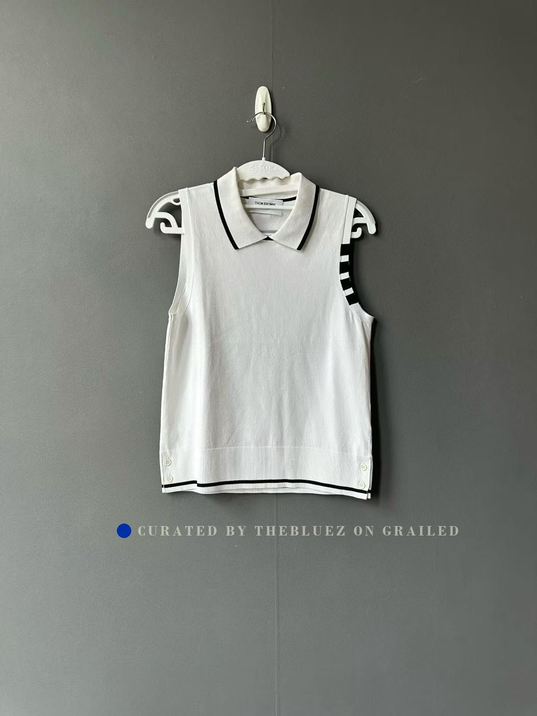 Thom Browne Thom Browne White Black Trim Sleeveless Polo Vest Size S / US 4 / IT 40 - 1 Thumbnail