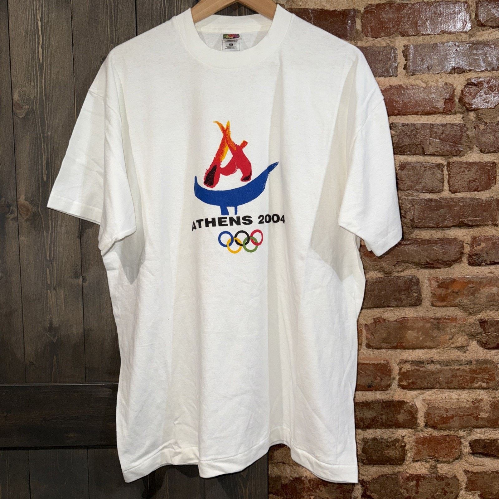 Fruit Of The Loom Heavy Tee Vintage Single Stitch 2004 Olympics Athens Sz XL Size US XL / EU 56 / 4 - 2 Thumbnail