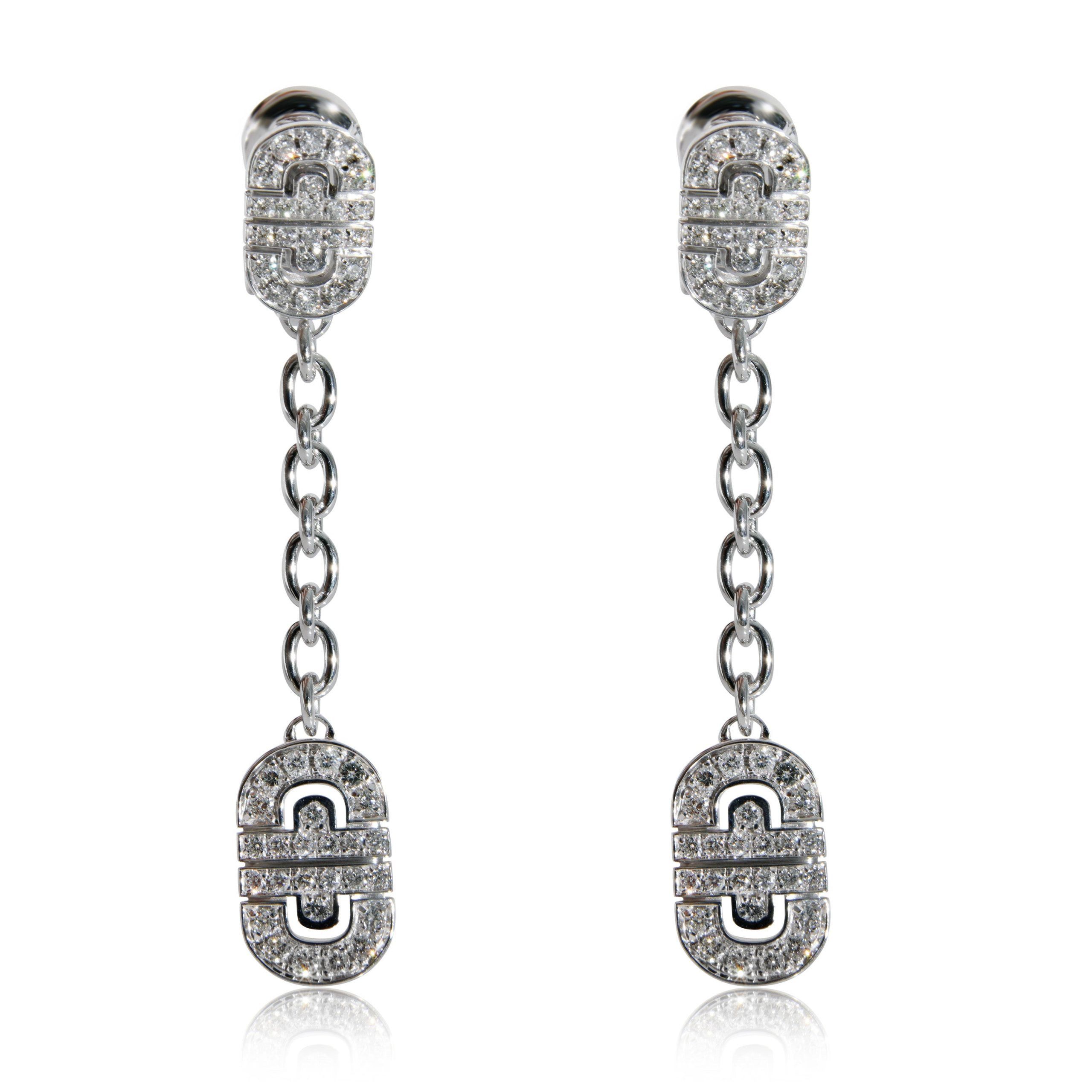 image of Bvlgari Parentesi Diamond Earrings In 18K White Gold 1.15 Ctw, Women's