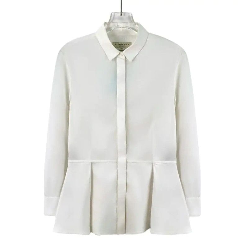 Burberry Burberry White Cotton Blend Long Sleeve Shirt Size XS / US 0-2 / IT 36-38 - 1 Thumbnail