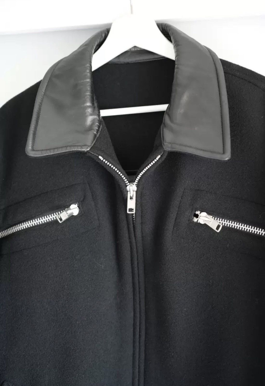 Yohji Yamamoto Yohji Yamamoto 04aw Back Zip Leather Collar Jacket 2412- Size US L / EU 52-54 / 3 - 4 Thumbnail