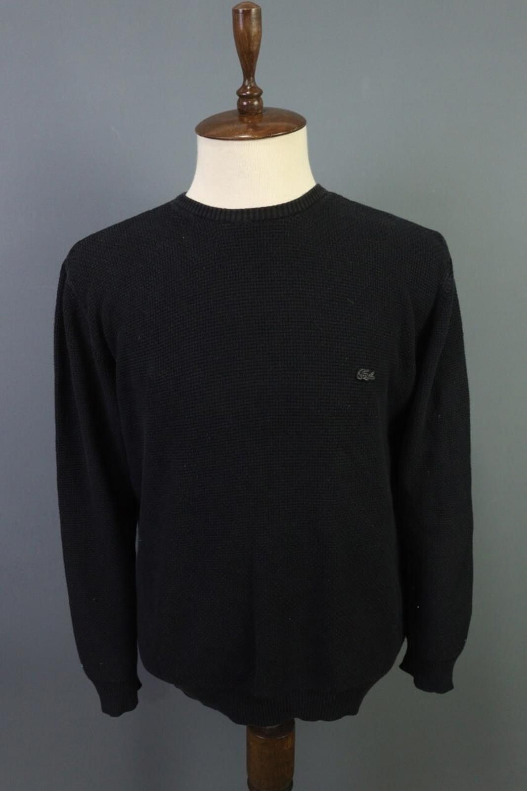 Lacoste Lacoste Black Knitted Crew Neck Relaxed Fit Pullover Sweater Size US M / EU 48-50 / 2 - 1 Thumbnail