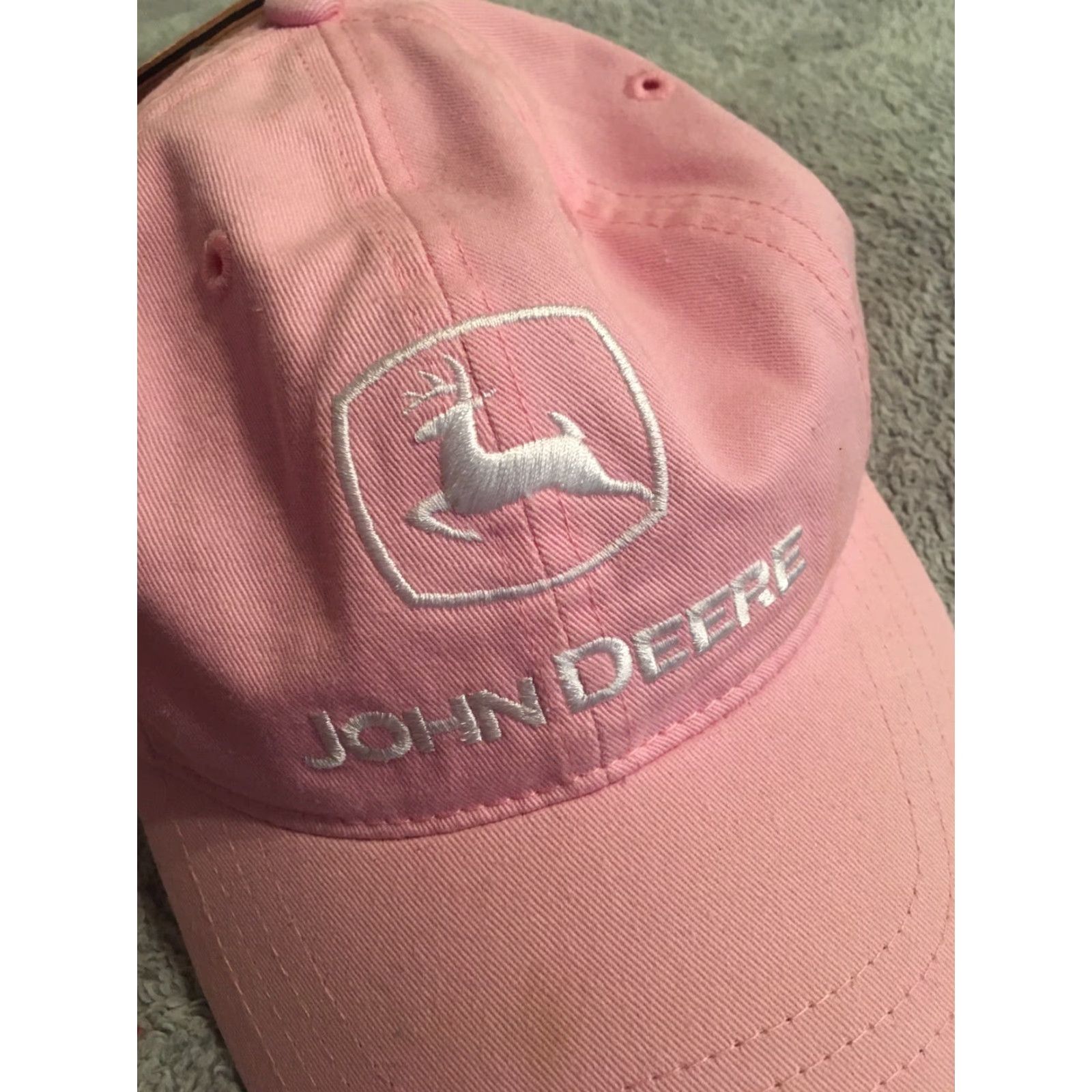 John Deere John Deere Hat Baseball Cap Trucker Adjustable Pink Logo Embroidered White John Deere Unisex Adults One Size Size ONE SIZE - 3 Thumbnail