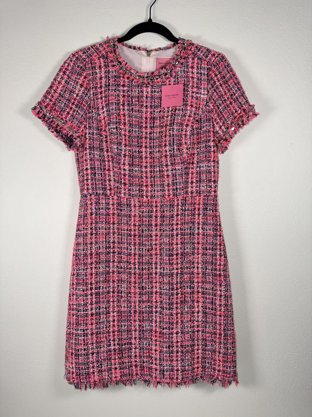 Kate Spade NWT KATE SPADE TWEED SHEATH DRESS PINK PLAID PEONY SIZE 8 Size M / US 6-8 / IT 42-44 - 1 Thumbnail