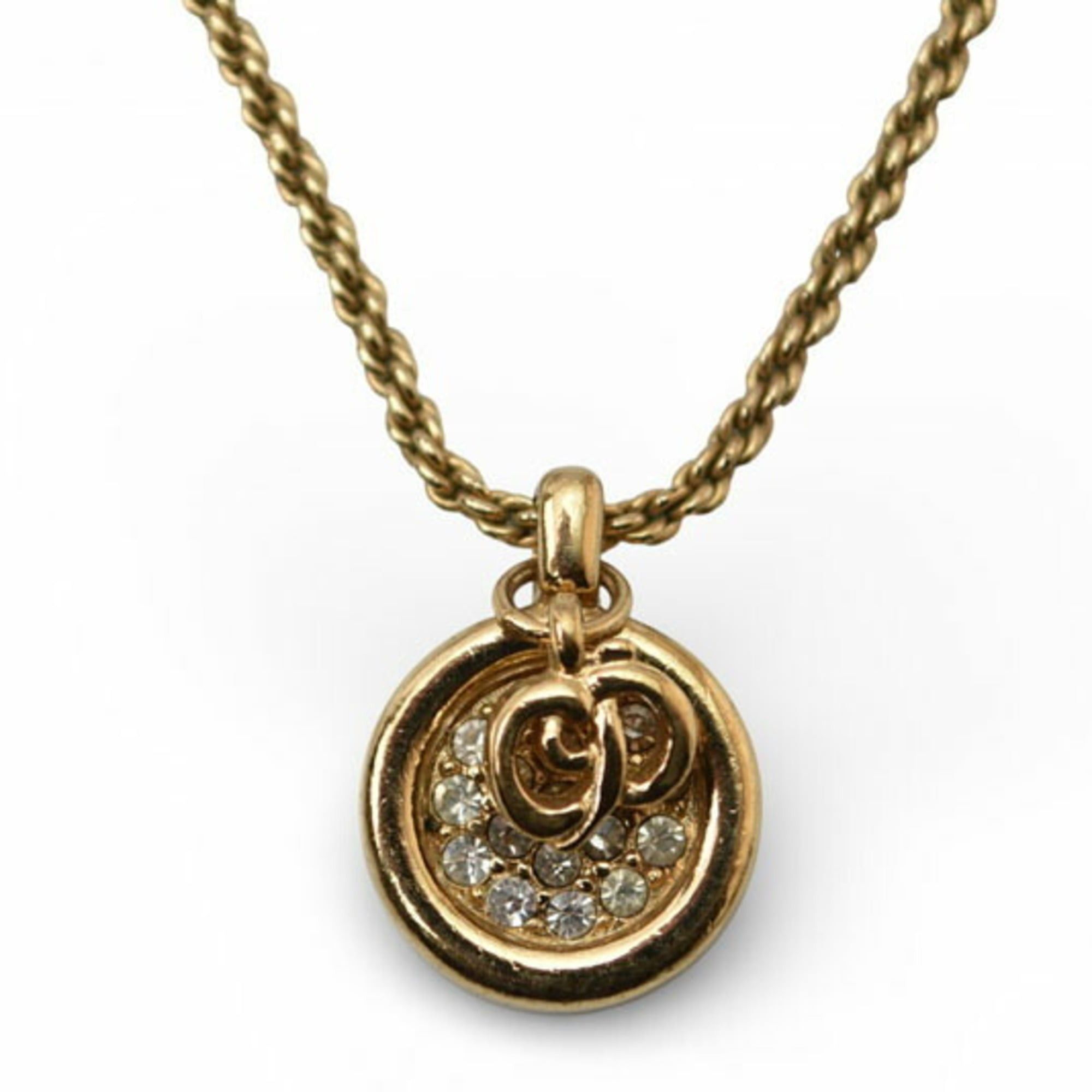 Dior Christian Dior necklace with circle rhinestones in gold Size ONE SIZE - 1 Thumbnail