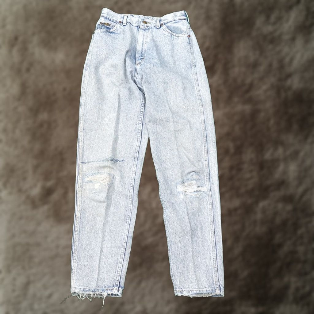 Lee VINTAGE LEE Jeans DISTRESSED USA MADE WOMENS 11 MED (27x29) Blue Acid Wash Denim Size 32" / US 10 / IT 46 - 1 Thumbnail