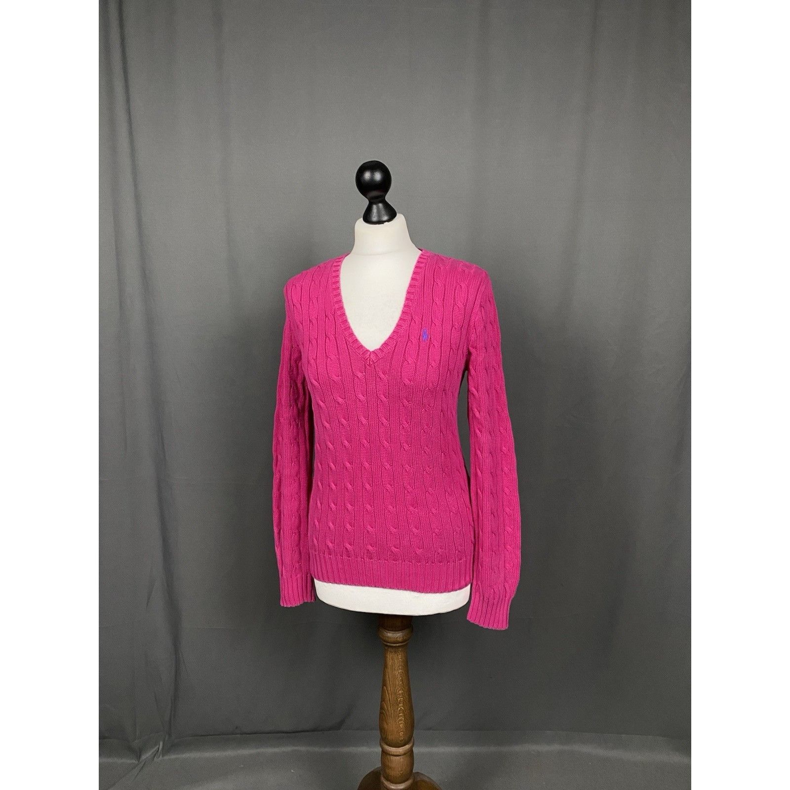 Ralph Lauren Sport Ralph Lauren Small Logo Women's Pink Cable Knitted V-Neck Sw Size M / US 6-8 / IT 42-44 - 4 Thumbnail