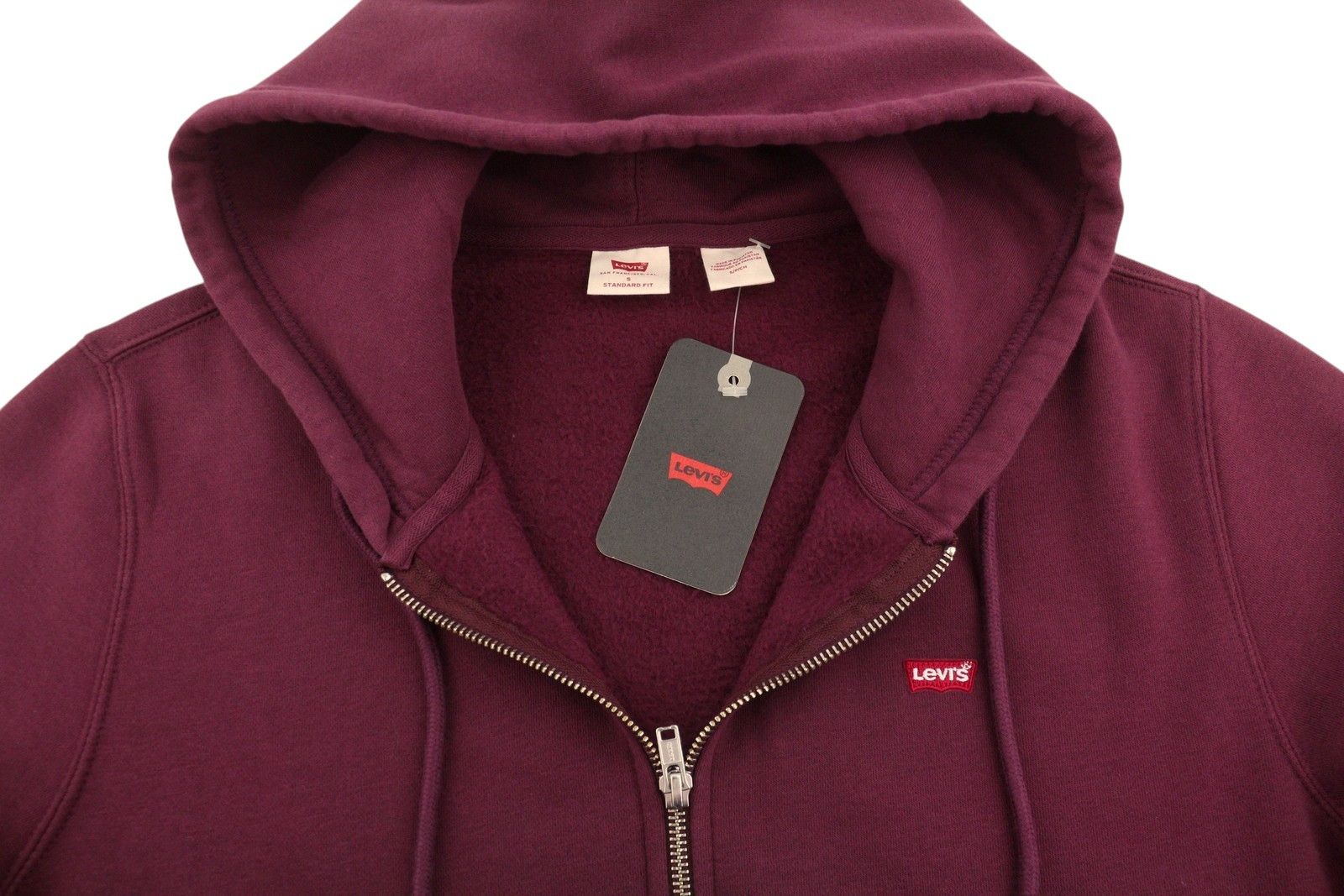 Levi's STANDARD FIT S Burgundy Full Zip Logo Hooded 87115 Size US S / EU 44-46 / 1 - 4 Thumbnail