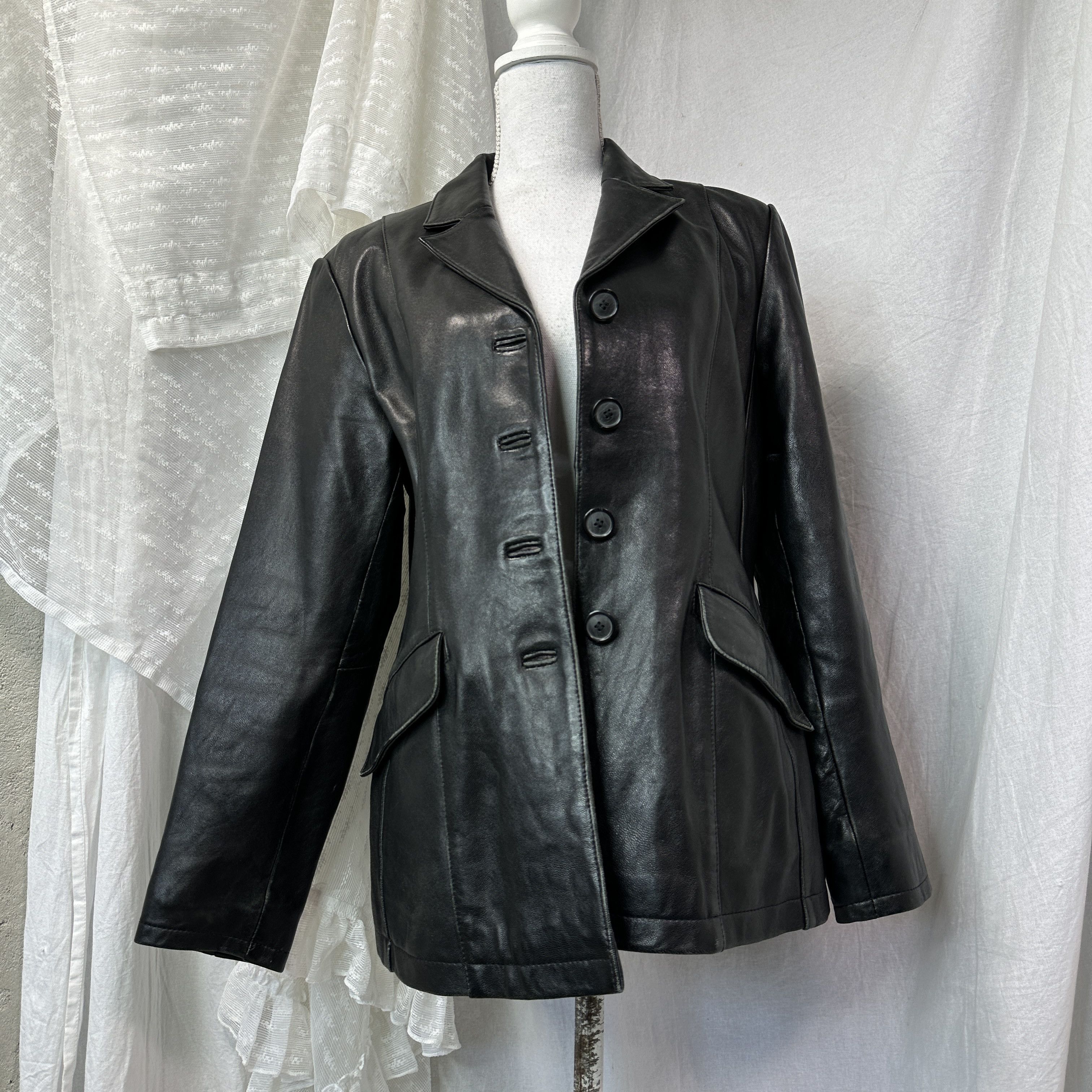 Vintage Vintage Leather Biker Grunge Button Up Coat 90s Size M / US 6-8 / IT 42-44 - 3 Thumbnail