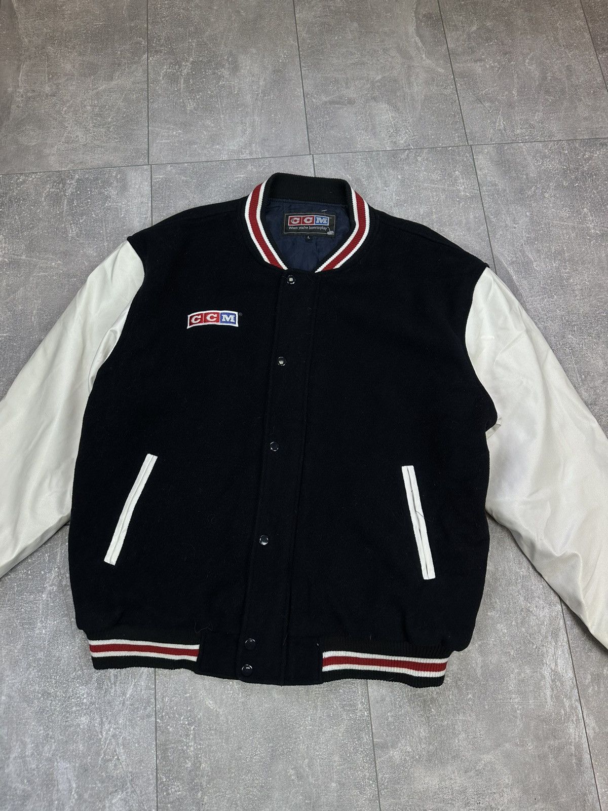 Ccm Men’s CCM wool bomber jacket overprint logo Size US L / EU 52-54 / 3 - 15 Thumbnail