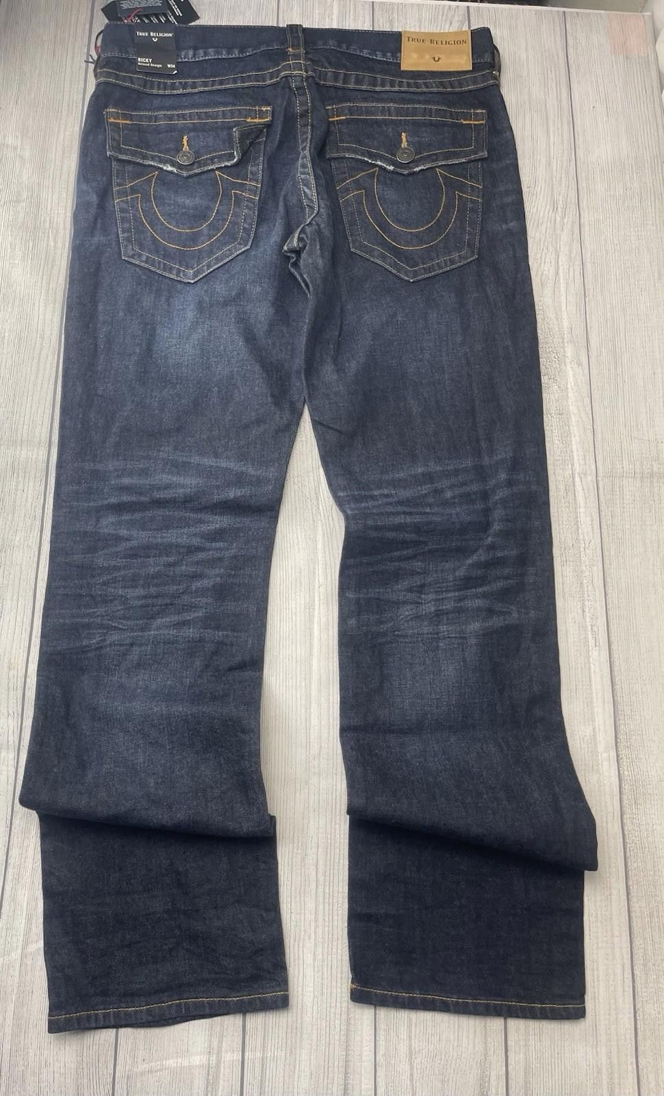 True Religion NWT True Religion Men’s 33 Ricky Relaxed Straight Jeans Size US 33 - 4 Thumbnail