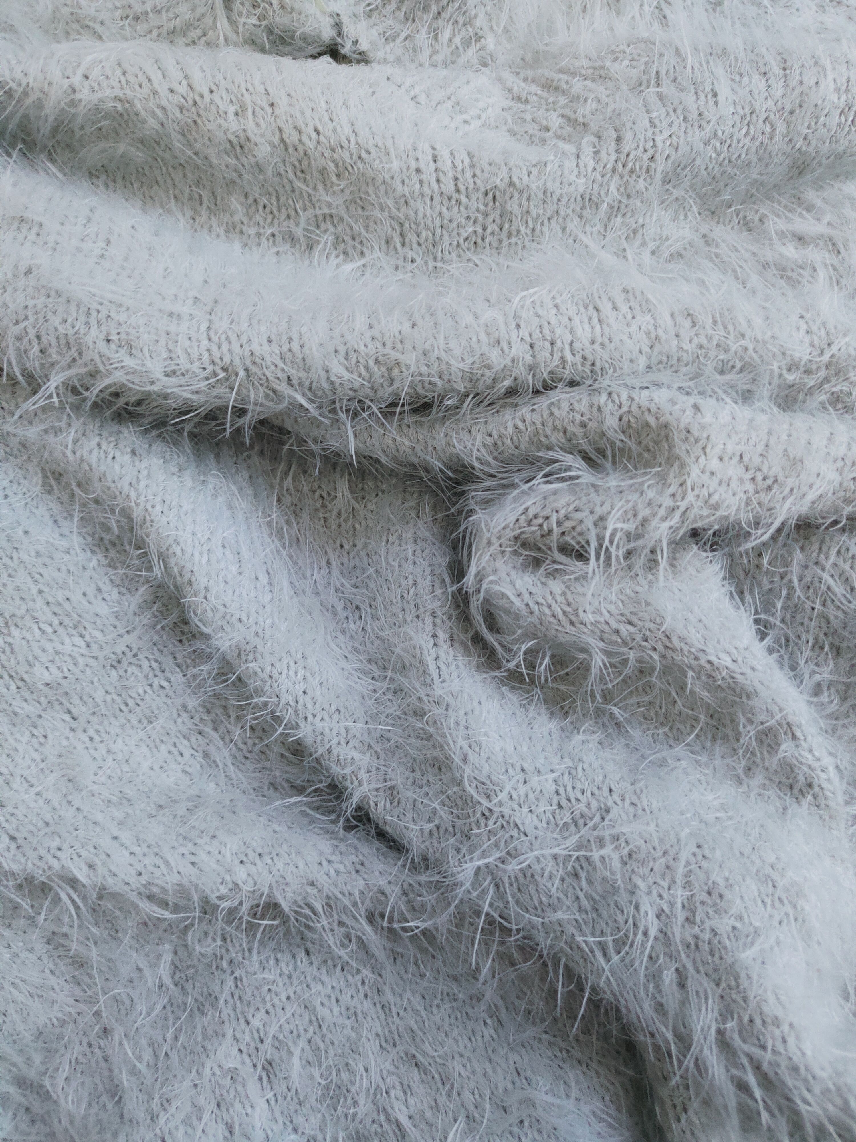 Aran Isles Knitwear Shoo La Rue Gray Shag Shaggy Fur Mohair Knitwear #S2063 Size M / US 6-8 / IT 42-44 - 10 Thumbnail