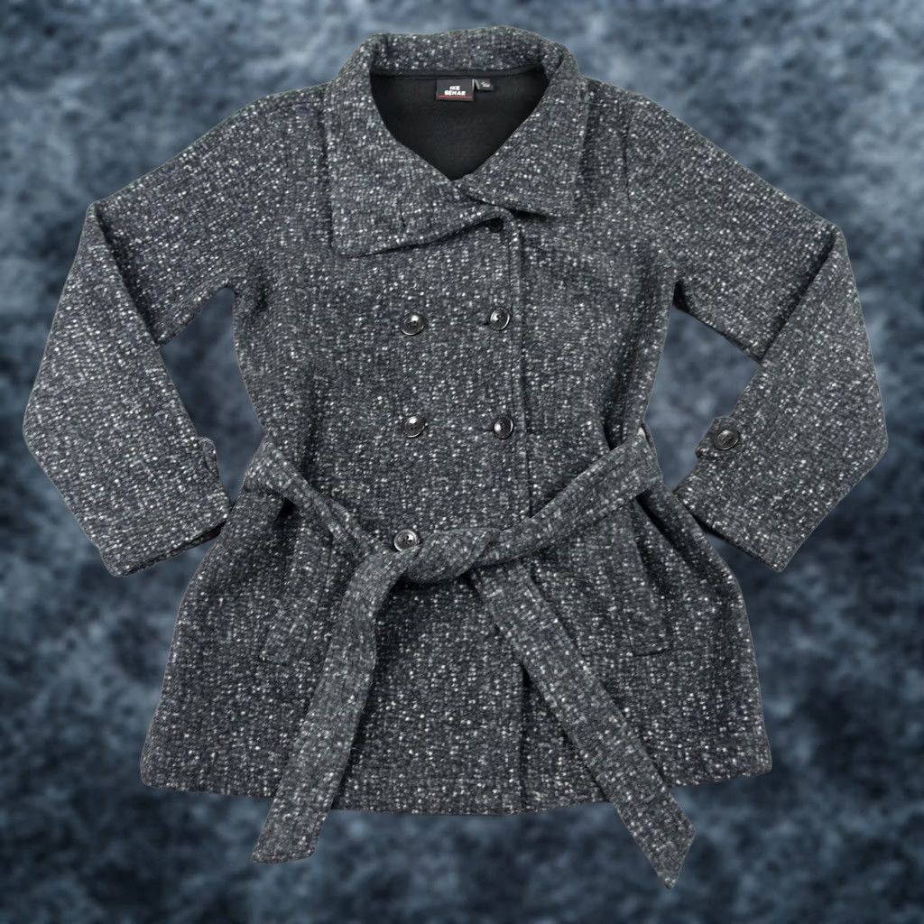 Ike Behar IKE BEHAR Coat Womens L Gray Pea Coat Mid-Length Belted Double Breasted Lined Winter Size L / US 10 / IT 46 - 1 Thumbnail