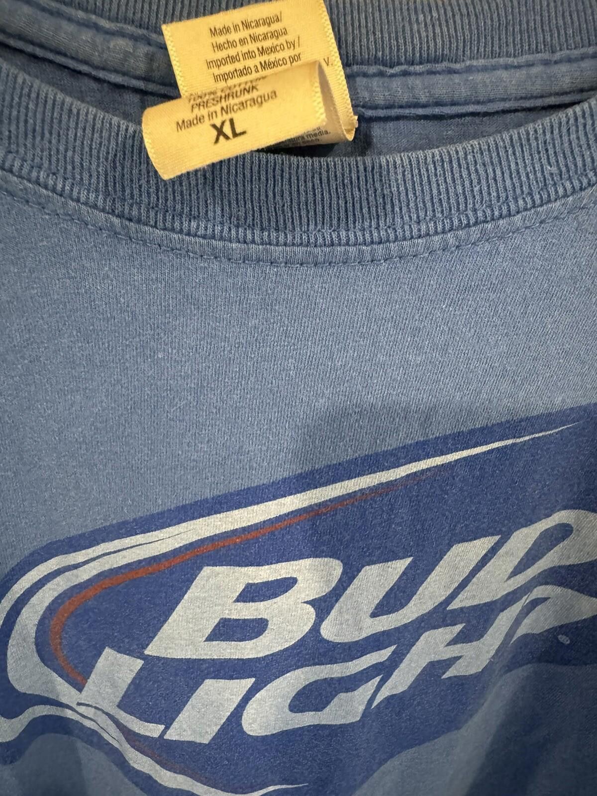 Budweiser Bud Light Beer Blue Vintage Tee Shirt Men Size XL Size ONE SIZE - 4 Thumbnail