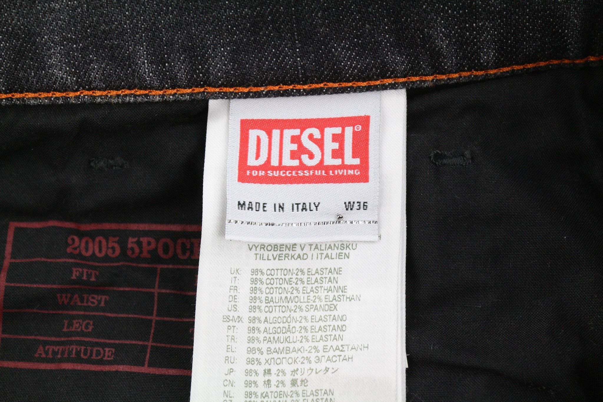 Diesel 2005 D-FINING 09C75 W36/L32 Tapered 40413 Size US 36 / EU 52 - 12 Thumbnail