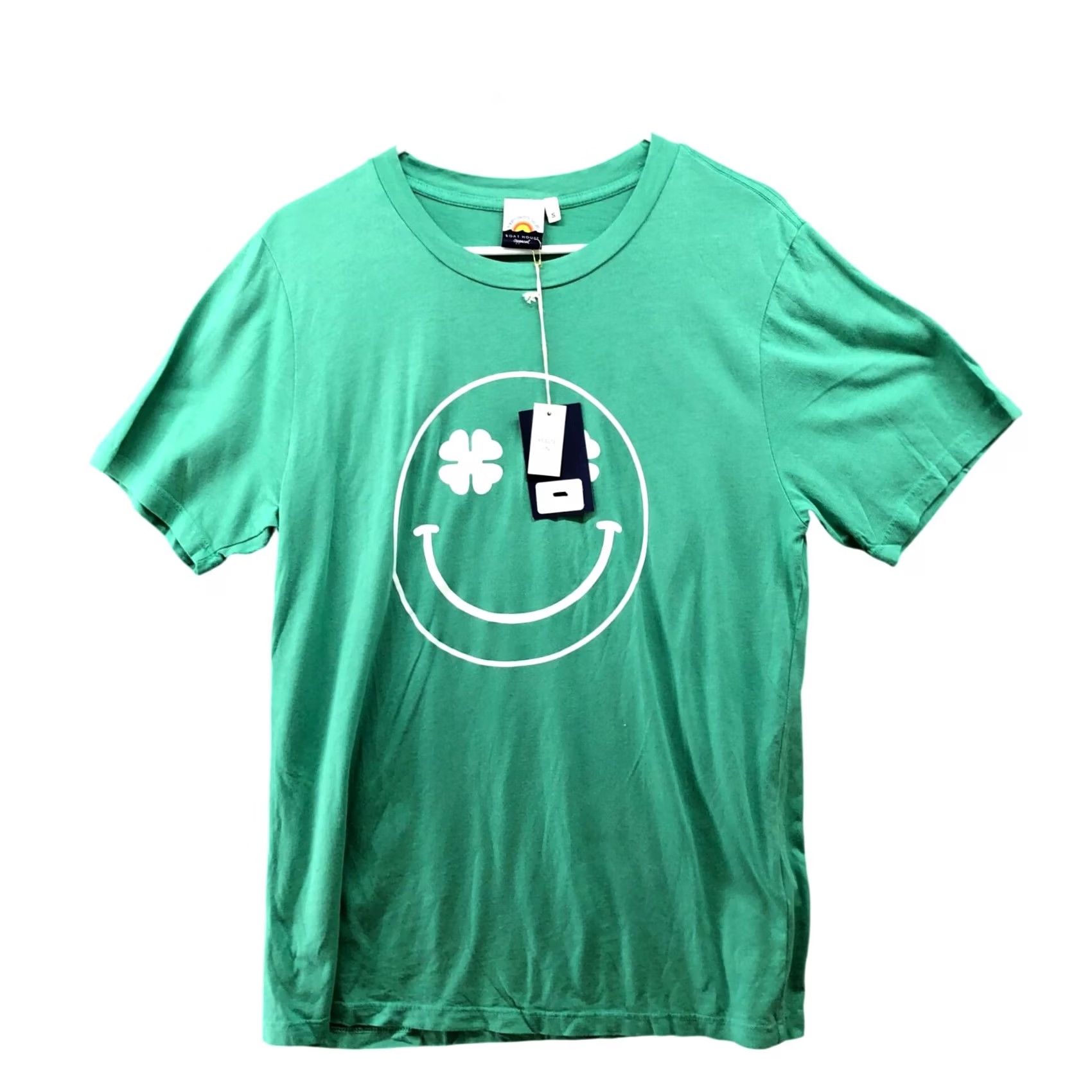 Vintage Mens S Green T Shirt Boathouse Apparel Lucky Smiley Face St. Patrick's Day Size US S / EU 44-46 / 1 - 2 Thumbnail