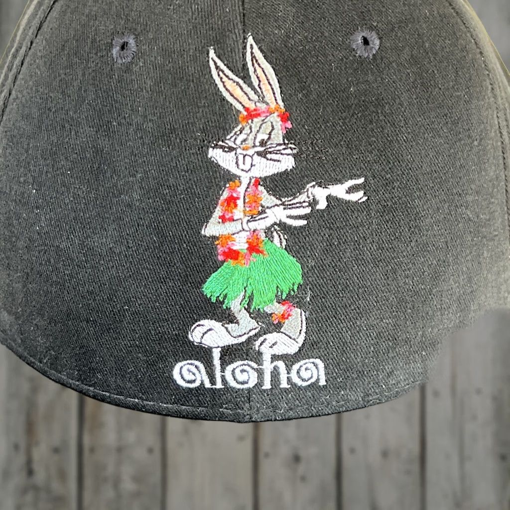 Vintage VINTAGE Warner Bros Hat Bug Bunny Aloha Honolulu Black Snapback Made USA Size ONE SIZE - 1 Thumbnail