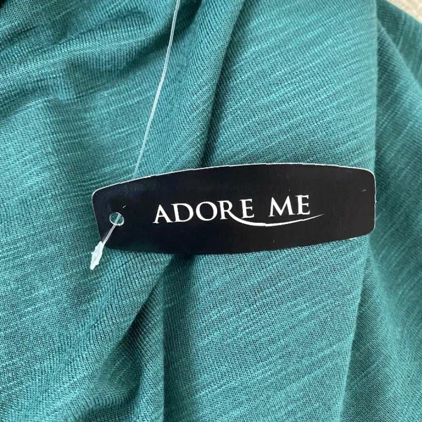 Vintage Adore Me Green Scoop Neck Short Sleeve Stretch Blouse Plus 1X Women Size XL / US 12-14 / IT 48-50 - 5 Thumbnail