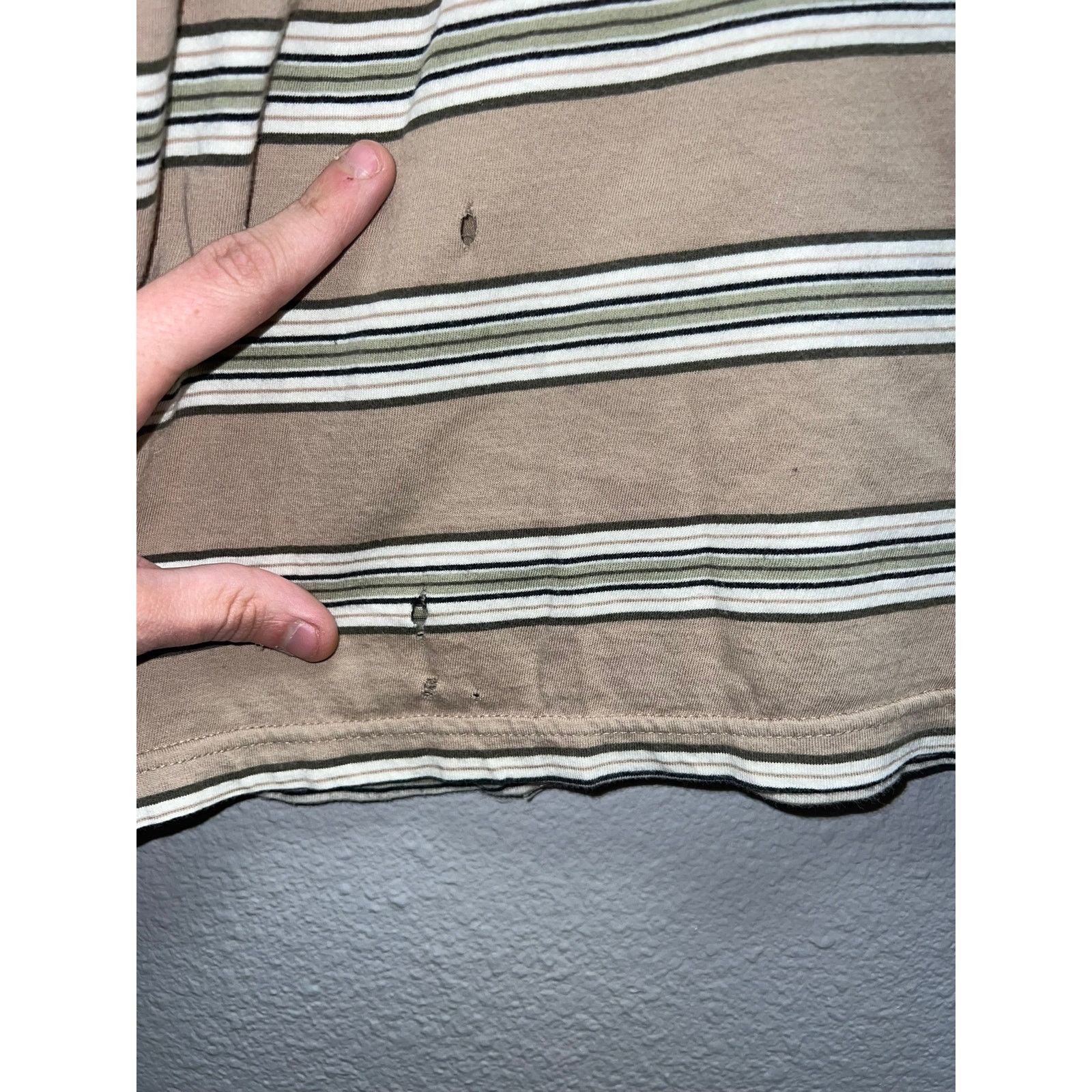 Lost Enterprises Lost Skate Shirt Striped Brown Green Skating Skateboard Tee Size US XL / EU 56 / 4 - 7 Thumbnail