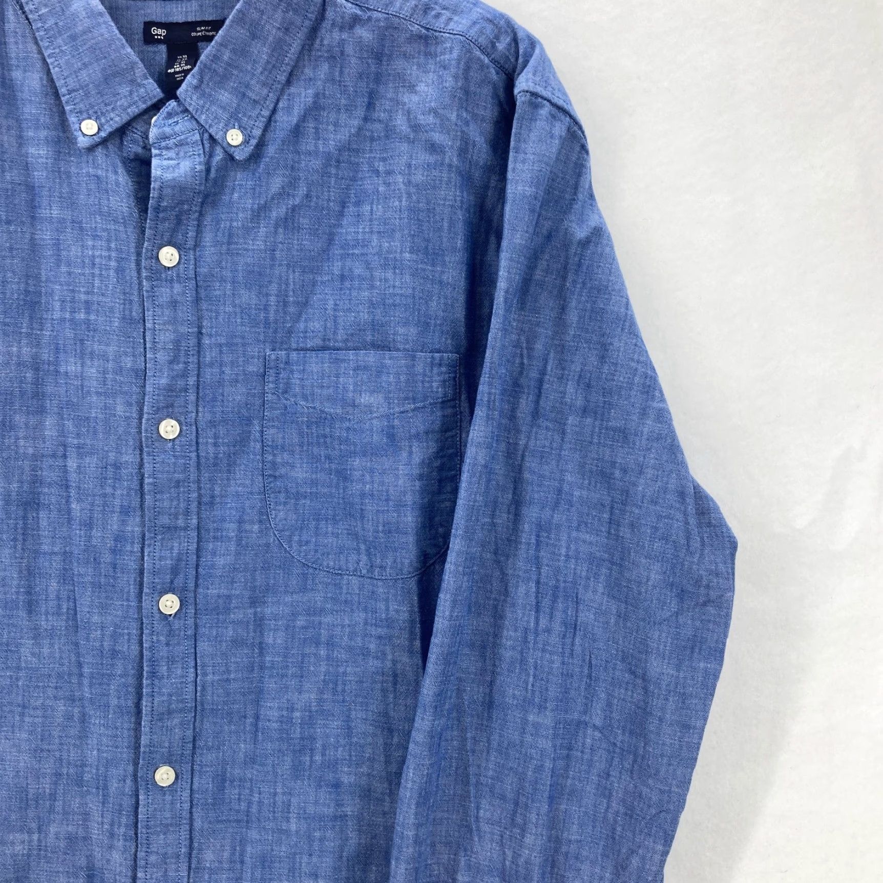 Gap Gap Chambray Shirt Mens XL Blue Slim Fit Long Sleeve Button-Down Pocket Casual Size US XL / EU 56 / 4 - 2 Thumbnail