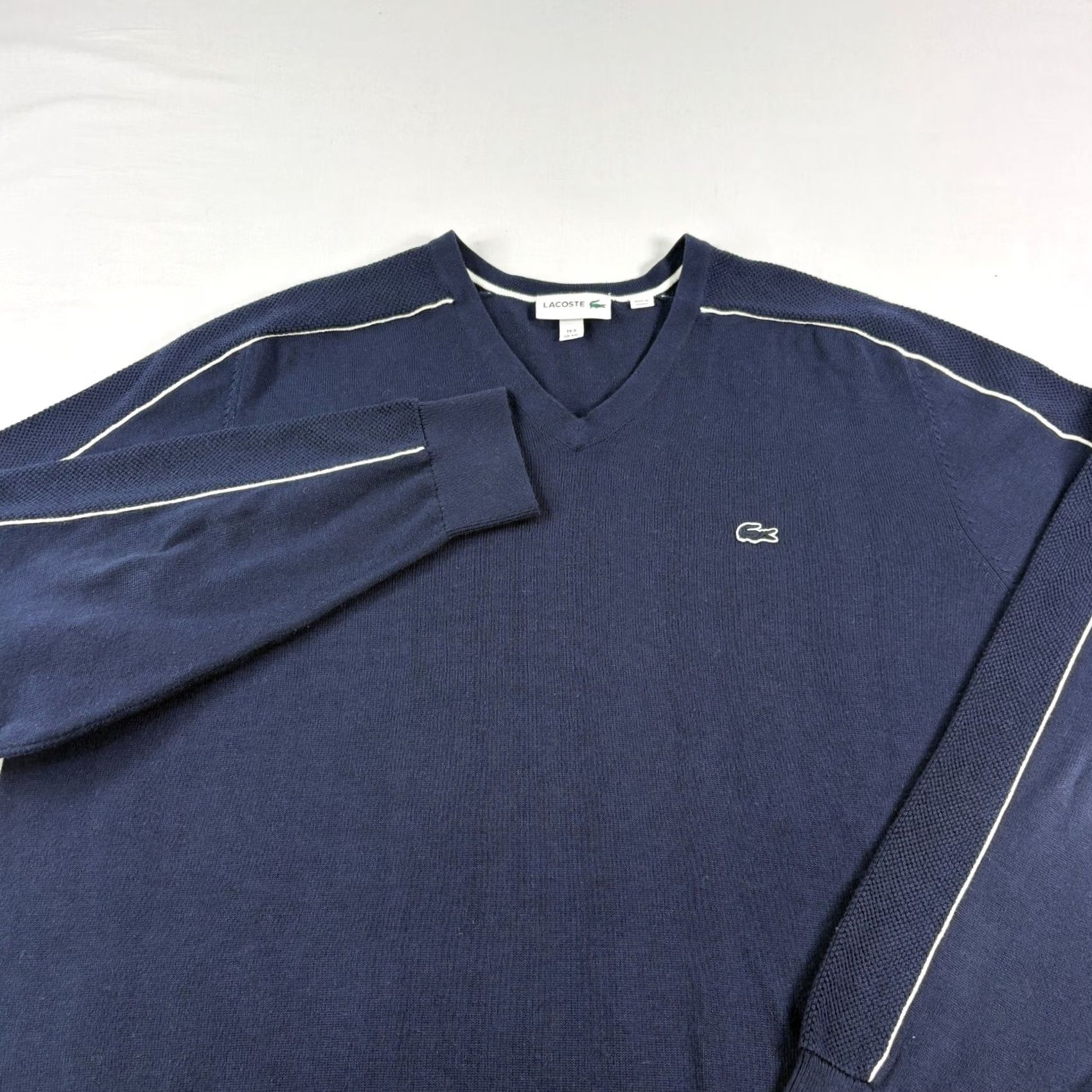 Lacoste Lacoste Sweater Mens 4XL Blue V-Neck Pullover Slim Fit Stretch Size US XXL / EU 58 / 5 - 2 Thumbnail