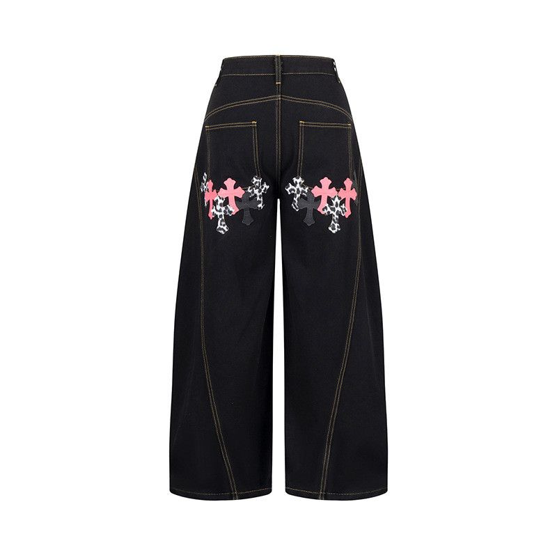 Jean Men's American Retro Cross-Embroidered Curved-Leg Jeans Size US 32 / EU 48 - 2 Thumbnail