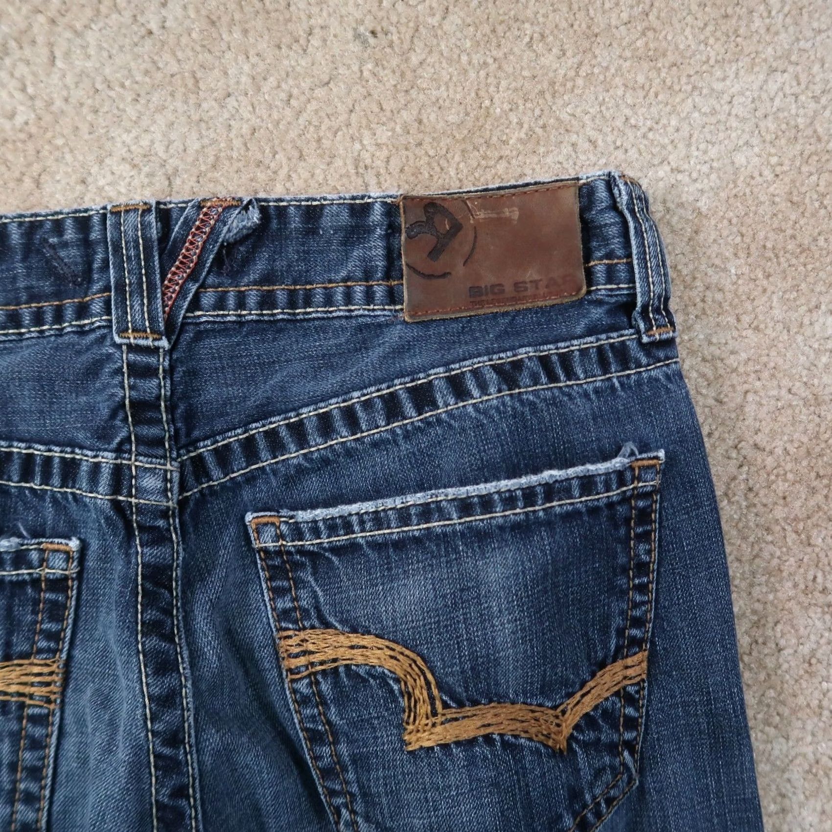Denime BIG STAR Jeans Mens 32x33 Blue Denim Straight 5-Pocket Regular Waist Belt Loops Vintage No N/A Size US 32 / EU 48 - 7 Thumbnail
