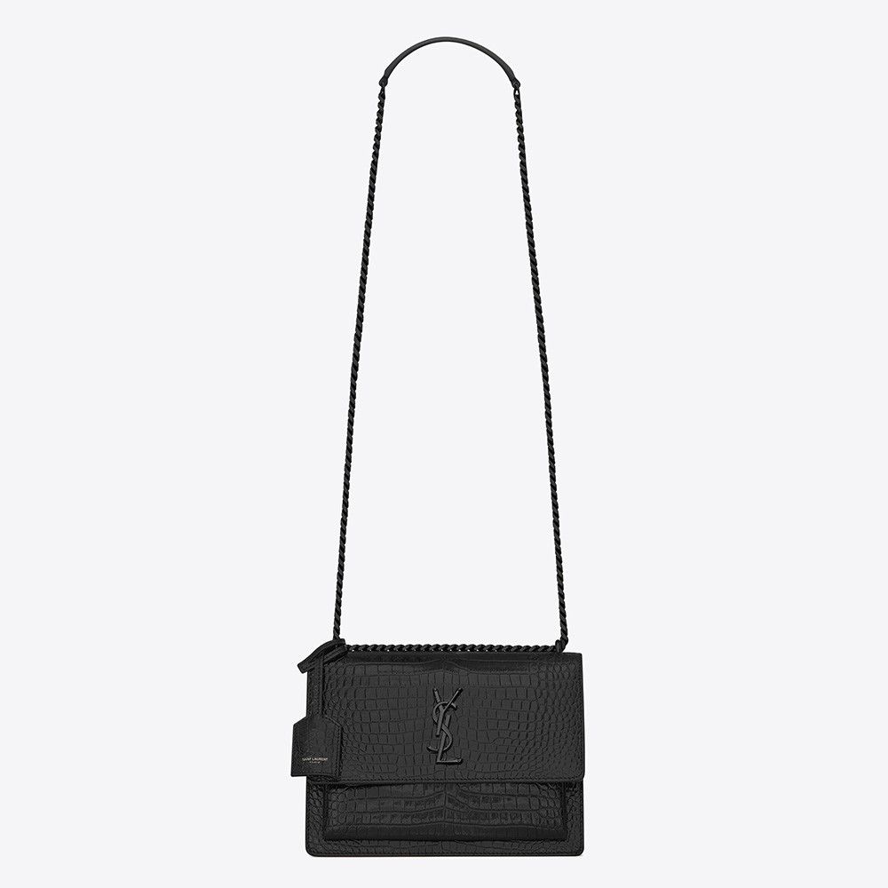 Saint Laurent Paris o1s1wg110924 Size: OS / Sunset Medium Leather Bag in Black Size ONE SIZE - 1 Thumbnail