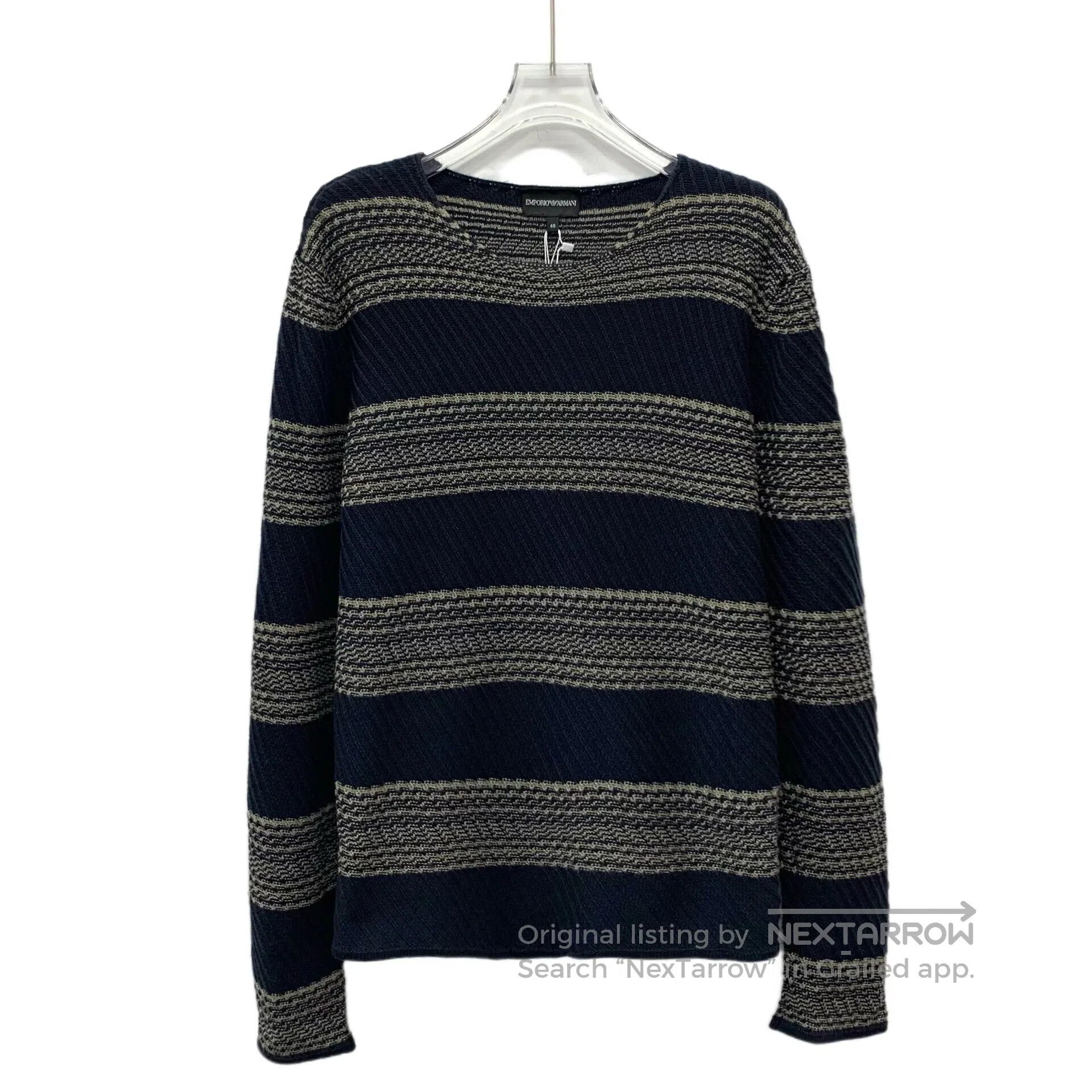 Armani Armani Color Blocked Striped Embedded Flower Round Neck Lo Size US S / EU 44-46 / 1 - 1 Thumbnail