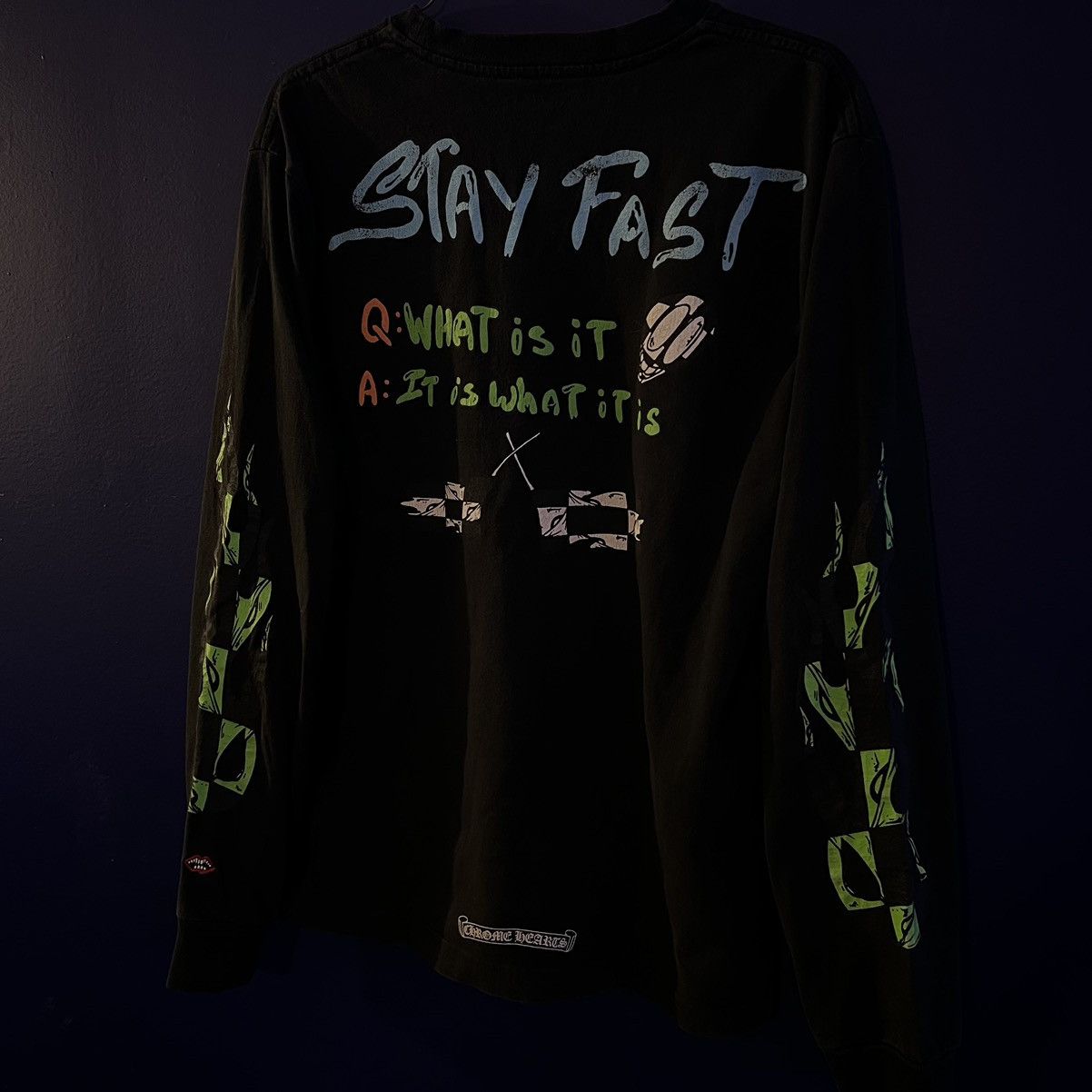 image of Chrome Hearts x Matty Boy “Stay Fast” Long Sleeve in Black, Men's (Size Medium)