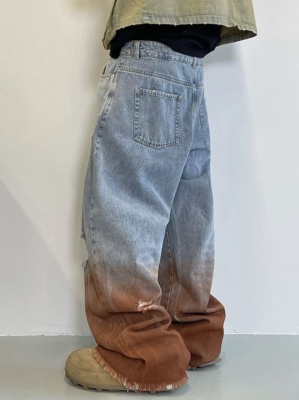 Japanese Brand × Vintage Avant garde dyed distressed loose baggy jeans pants Size US 30 / EU 46 - 3 Thumbnail
