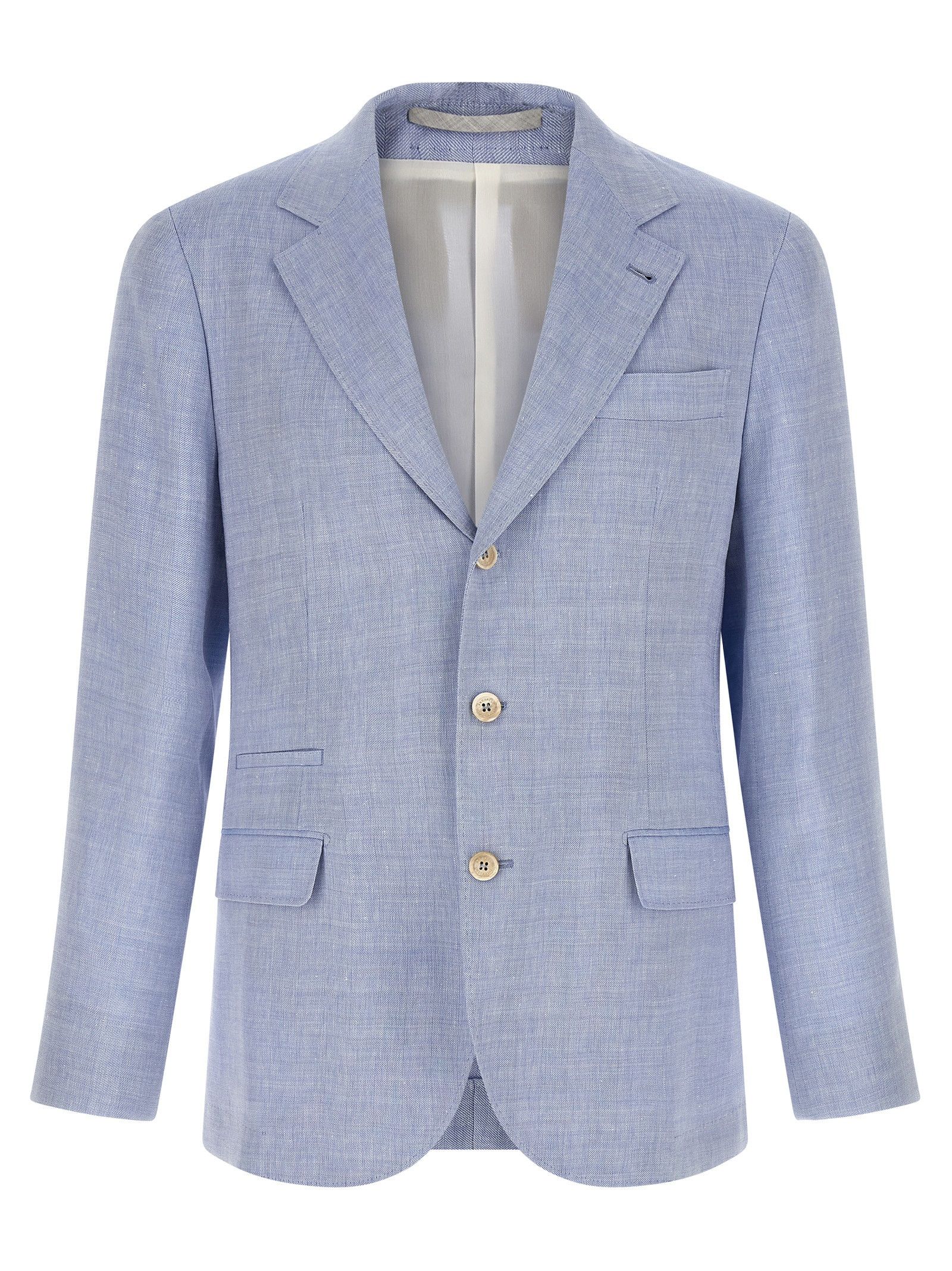 Brunello Cucinelli Linen And Wool Chevron Blazer Size 54R - 1 Thumbnail