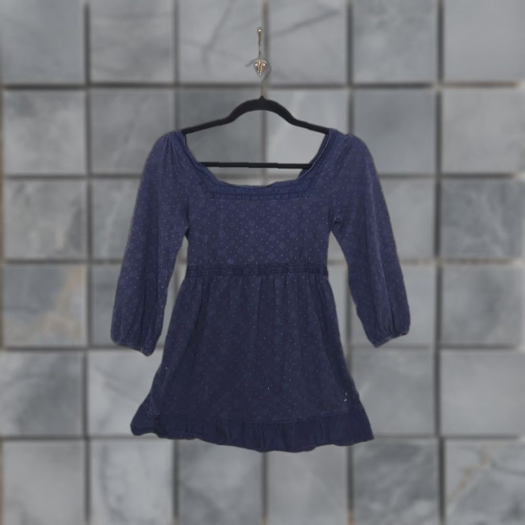 Vintage VINTAGE American Eagle T-Shirt Square Neck Tie Back Peplum Small Blue Floral Boho Y2K 90s Womens Small Blue Flowers Shirt Size S / US 4 / IT 40 - 1 Thumbnail