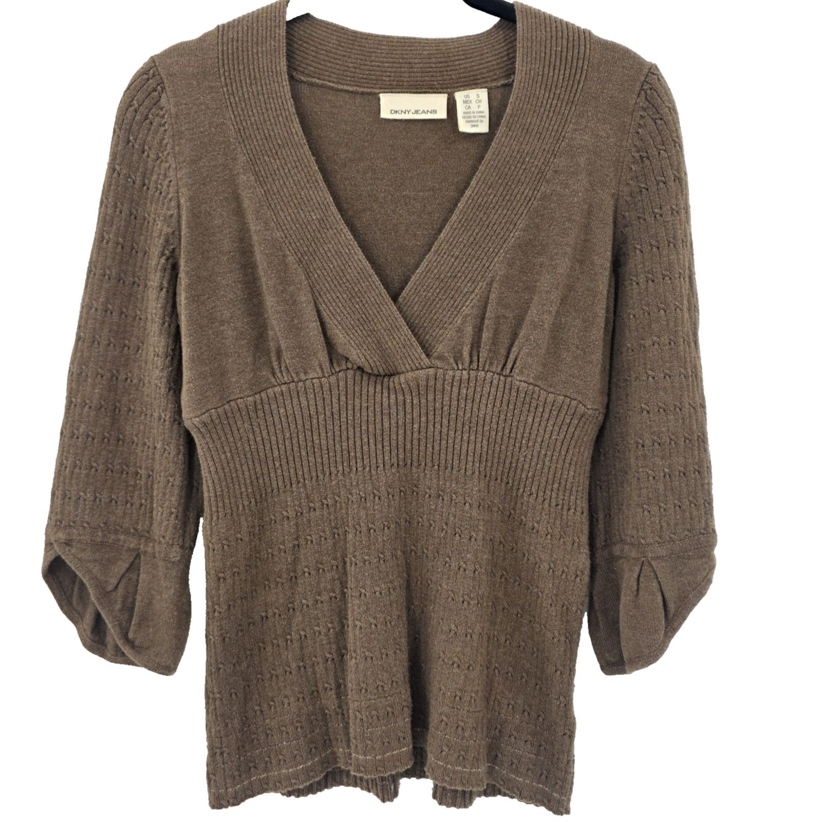 DKNY DKNY Jeans Women's S Knitted Pullover V-Neck Y2K Top Sweater Size S / US 4 / IT 40 - 1 Thumbnail